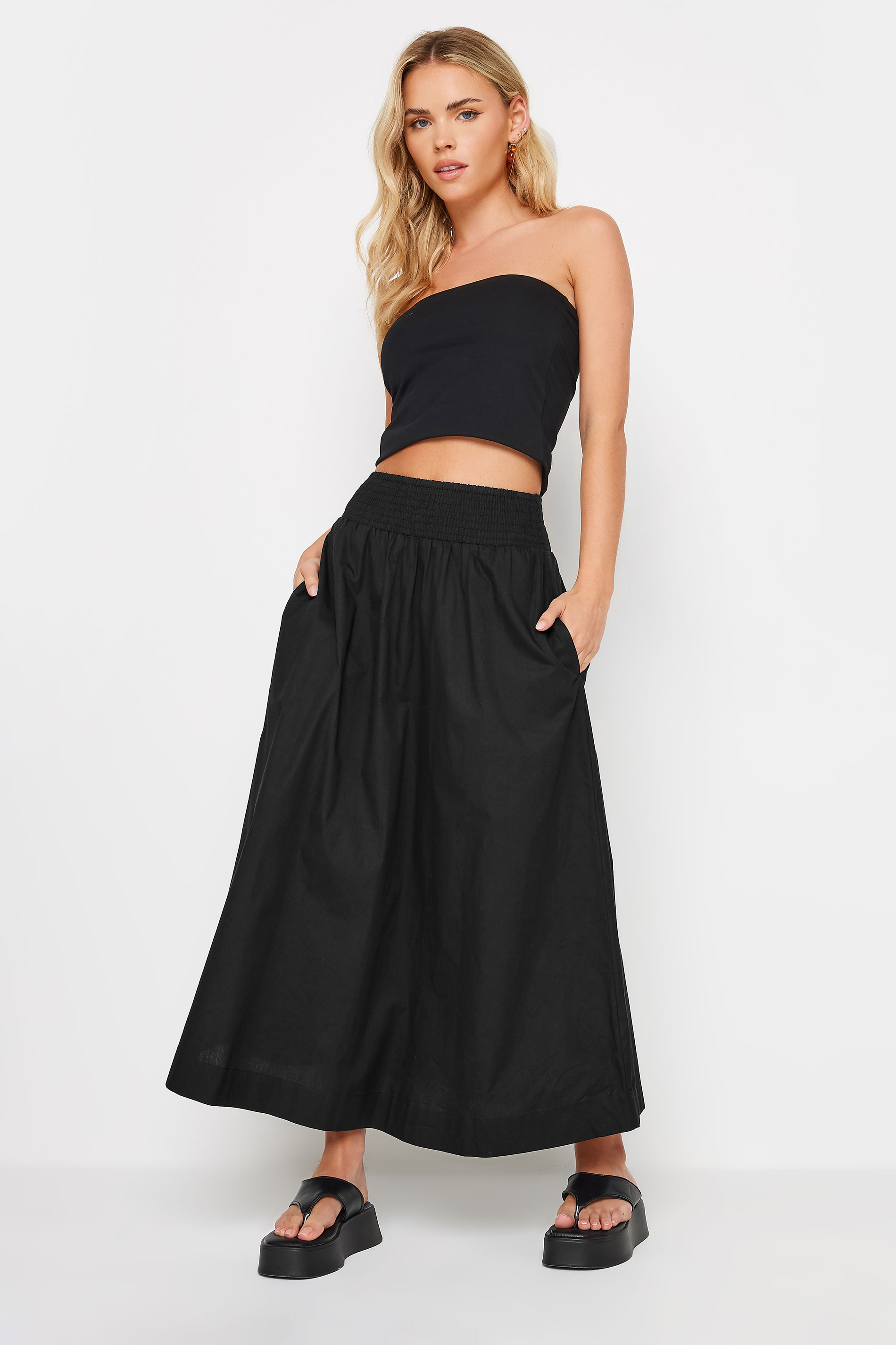 PixieGirl Petite Women's Black Poplin Maxi Skirt | PixieGirl 1