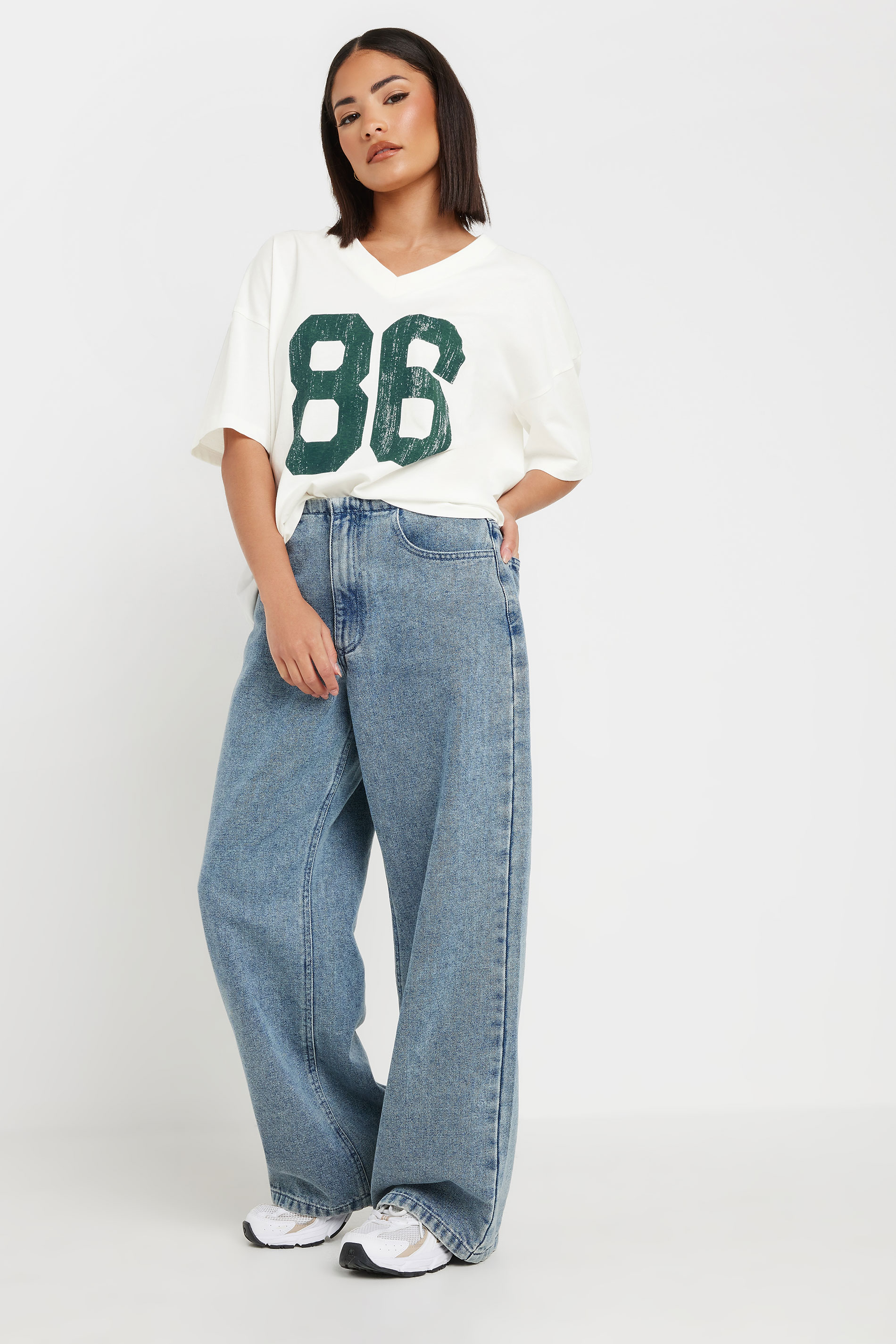 PixieGirl Petite Women's White Jersey Graphic Varsity T-Shirt | PixieGirl 3