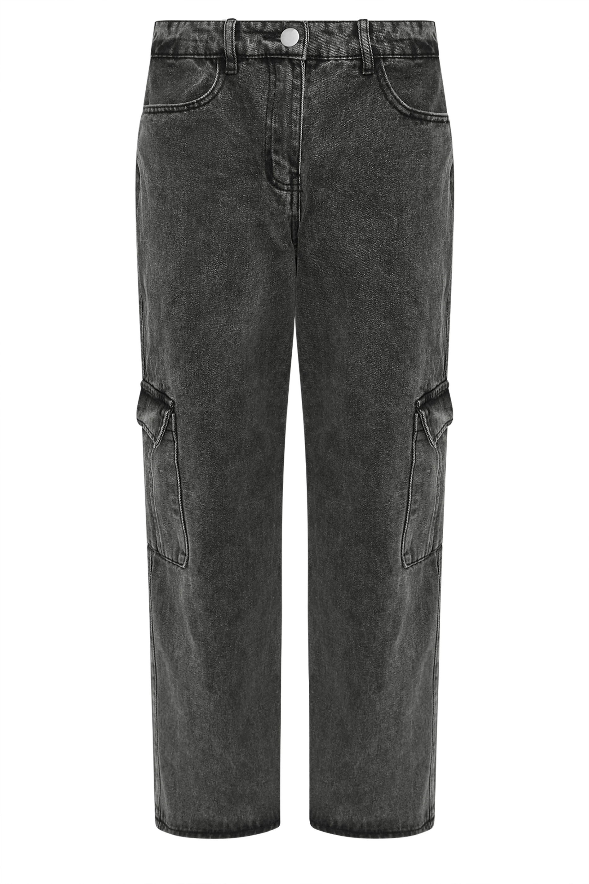 PixieGirl Petite Women's Black Acid Wash Non-Stretch Cargo Style Jeans | PixieGirl 6