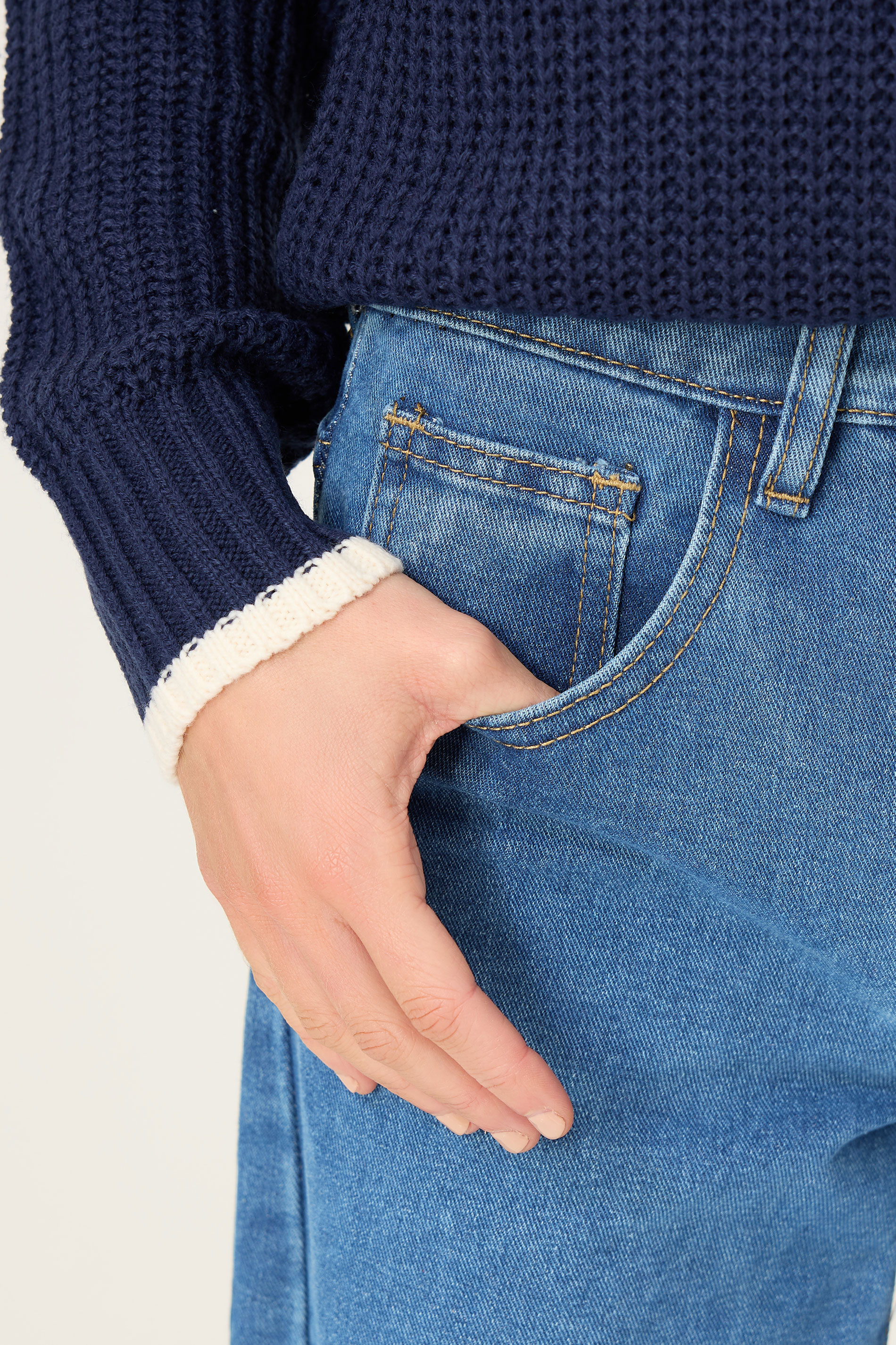 PixieGirl Mid Blue Non-Stretch Wide Leg Jeans | PixieGirl 4