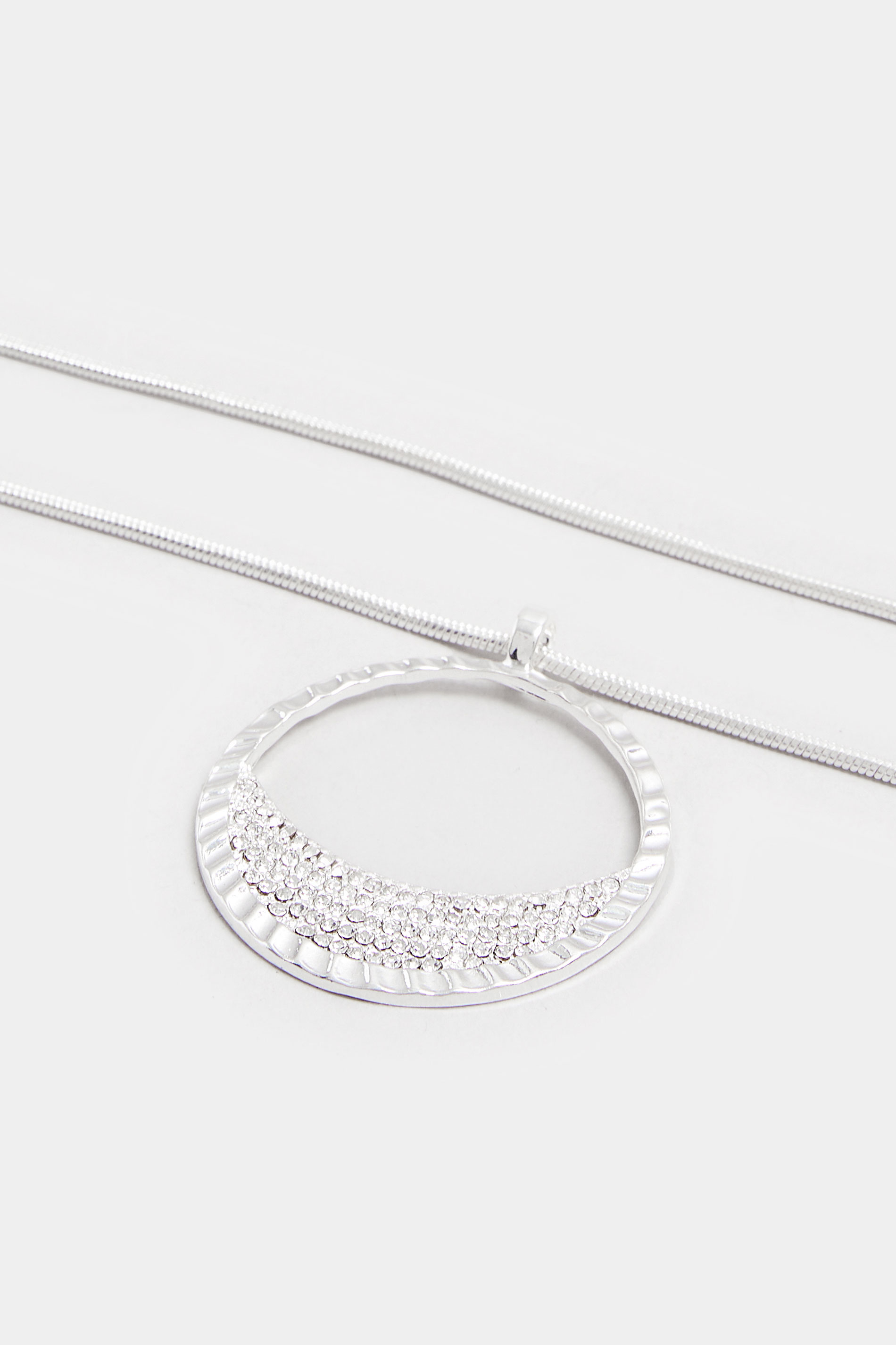 Silver Tone Crescent Pendant Long Necklace | Yours Clothing 3