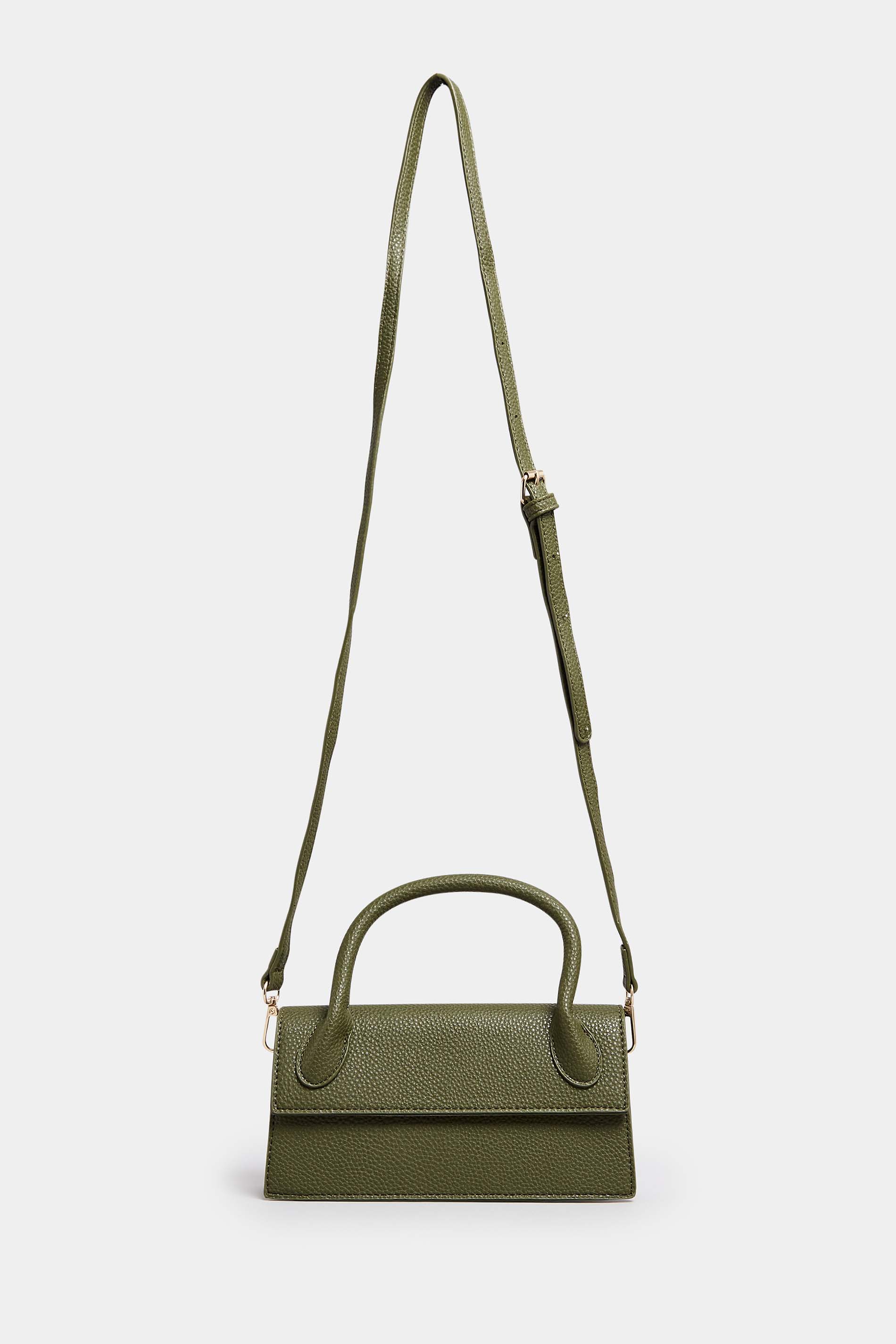 Dark Green Top Handle Crossbody Bag | Yours Clothing  3