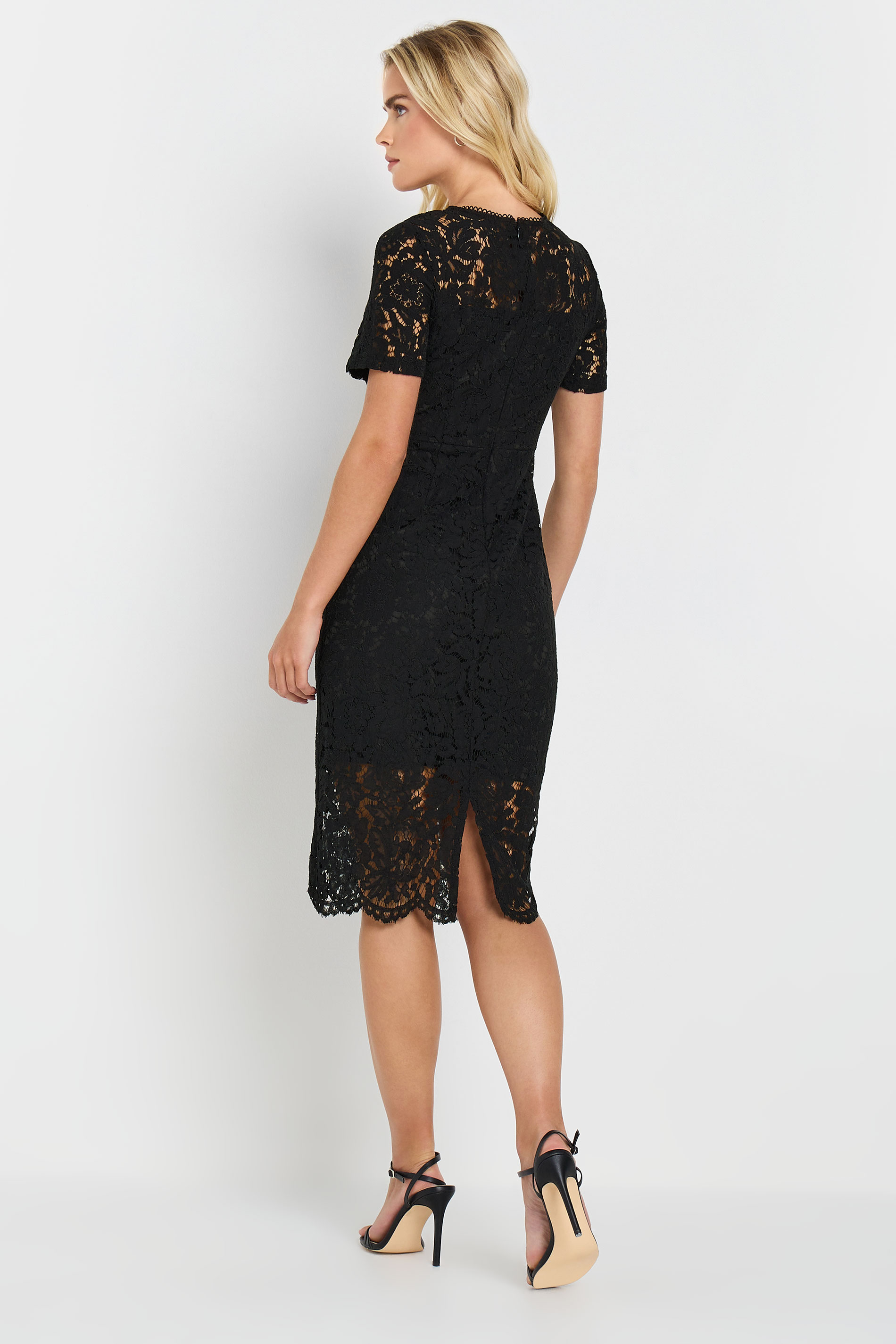 M&Co Petite Black Lace Sweetheart Midi Dress | M&Co 4