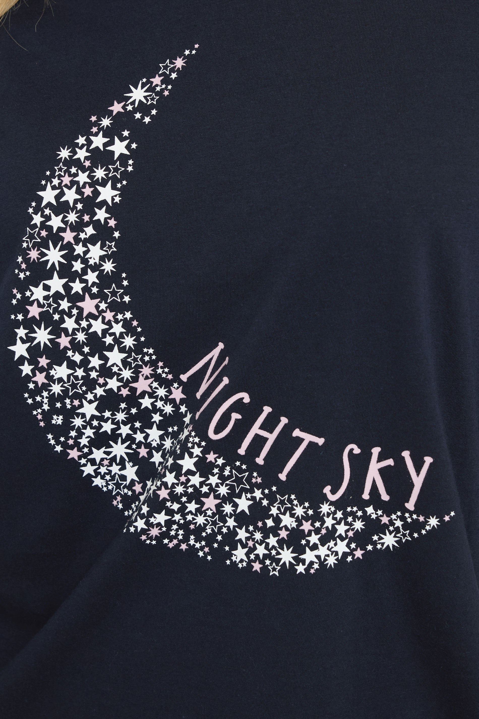 PixieGirl Petite Women's Navy Blue 'Night Sky' Slogan Wide Leg Pyjama Set | PixieGirl 4