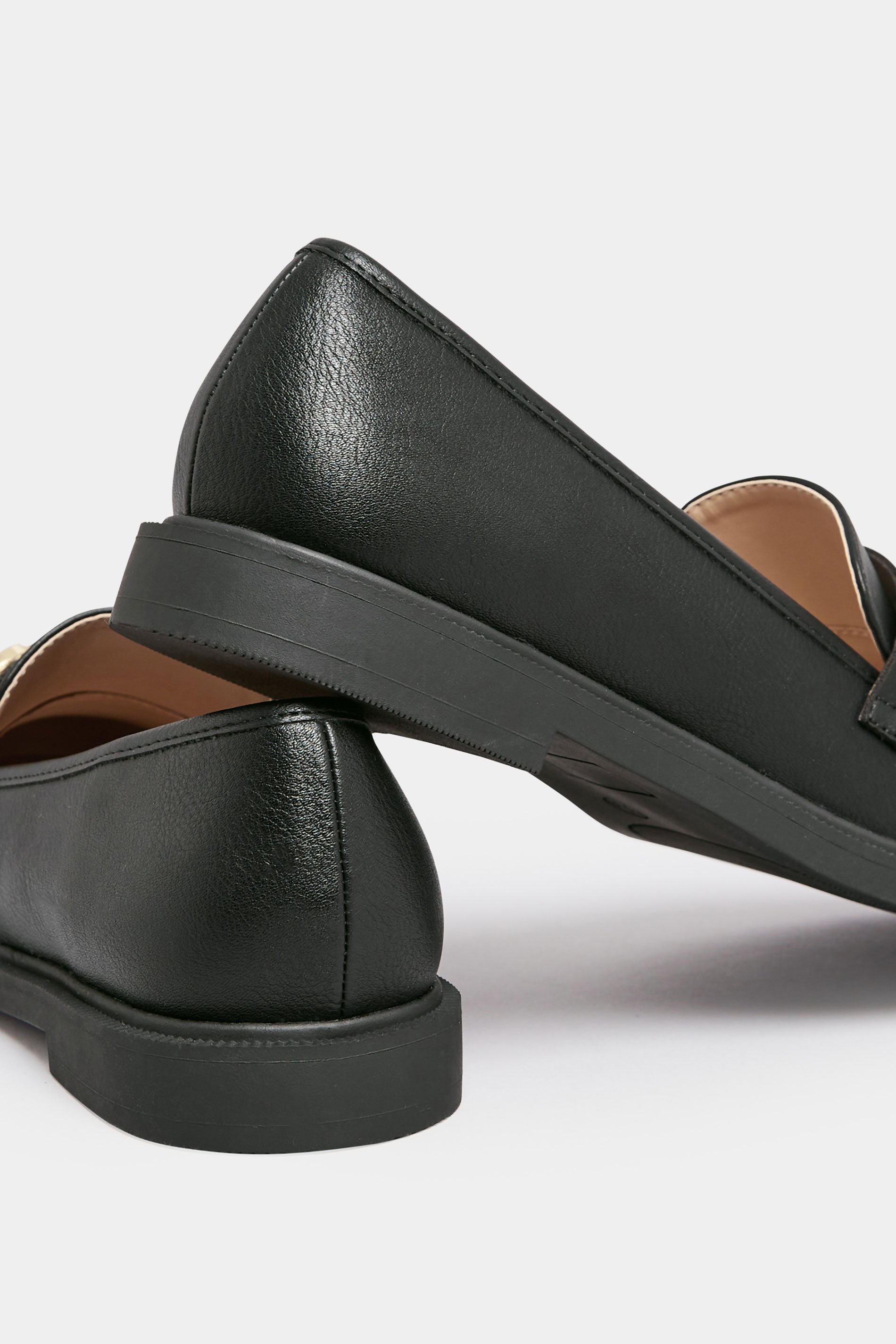 Black PU Chain Detail Loafer In Wide E Fit & Extra Wide EEE Fit | Yours Clothing 4