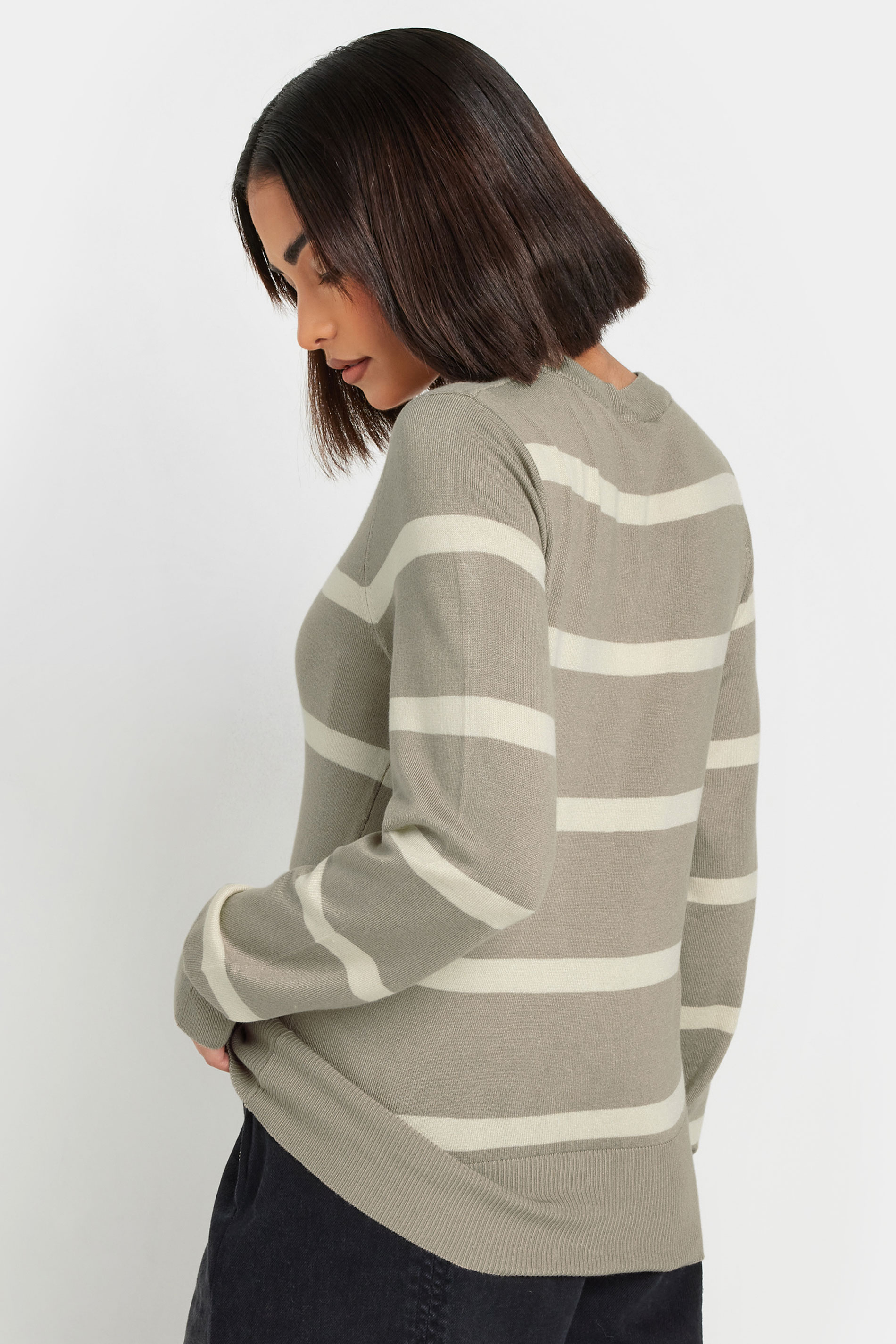 PixieGirl Petite Womens Beige Brown Stripe Jumper | PixieGirl 3
