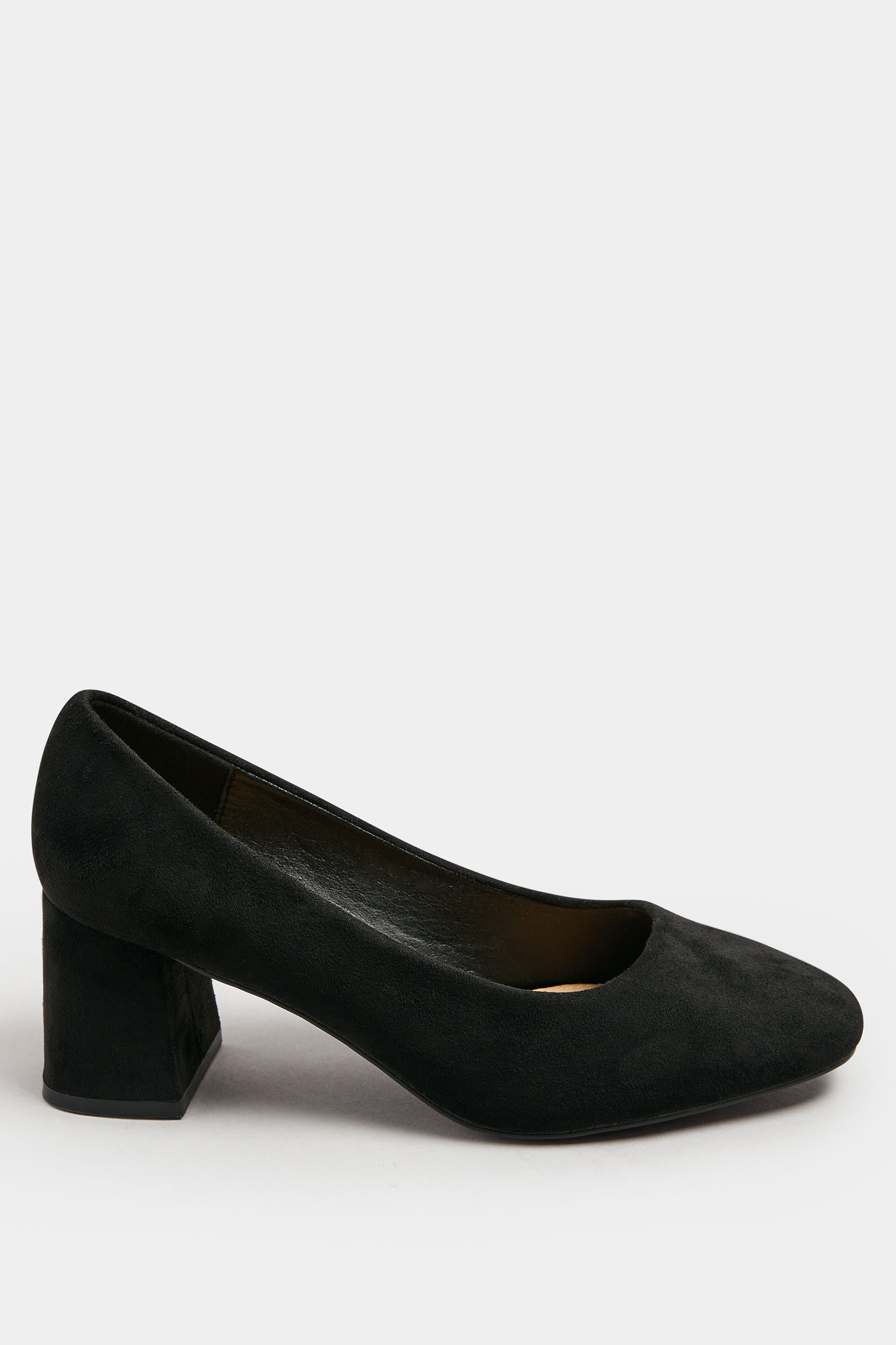 Black Faux Suede Mid Block Heel Court Shoes In Extra Wide EEE Fit | Yours Clothing 4