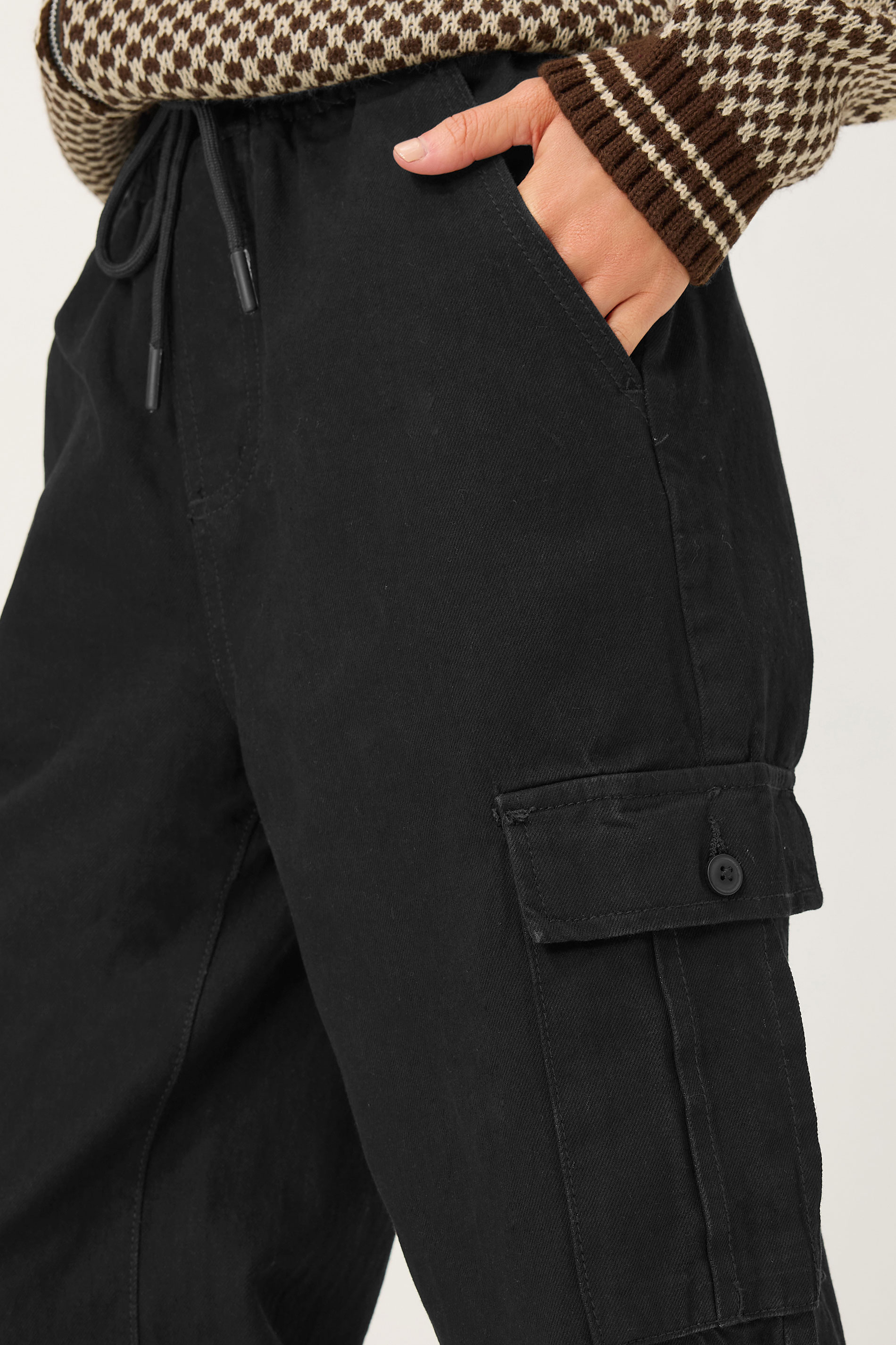 PixieGirl Petite Women's Black Cargo Wide Leg Jeans | PixieGirl 4