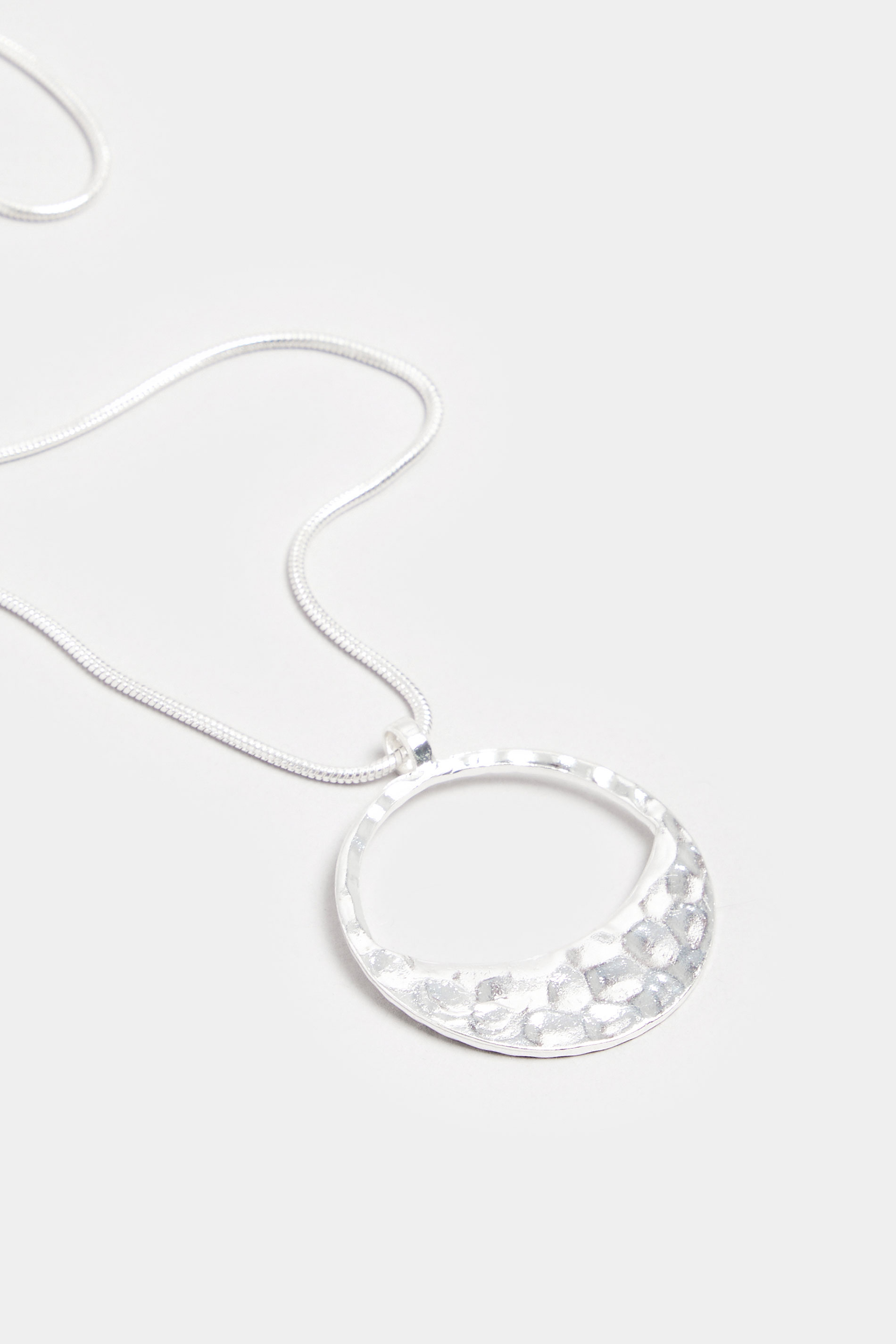 Silver Tone Long Circle Pendant Necklace | Yours Clothing  3