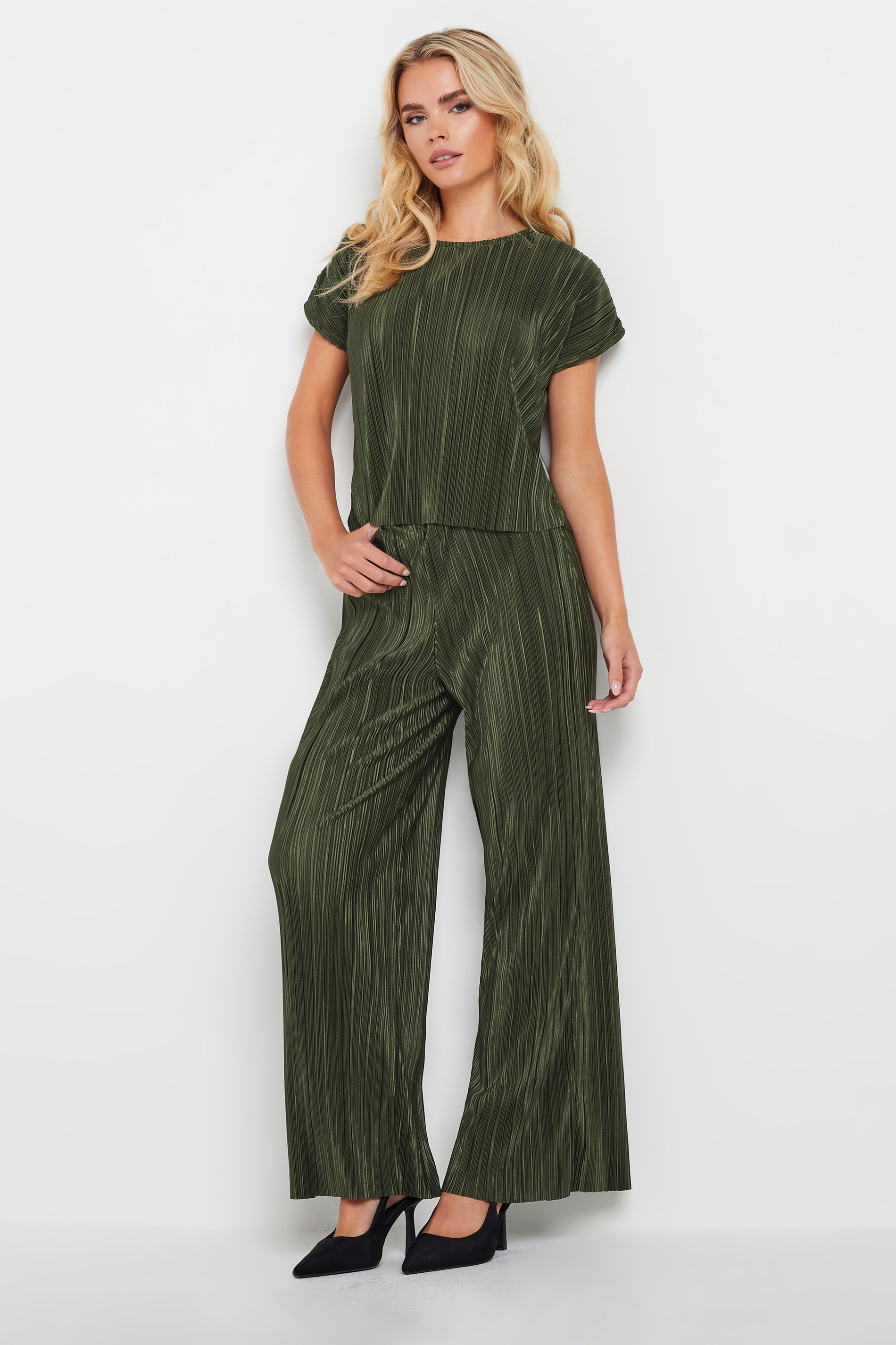 PixieGirl Petite Women's Khaki Green Textured Top | PixieGirl 3