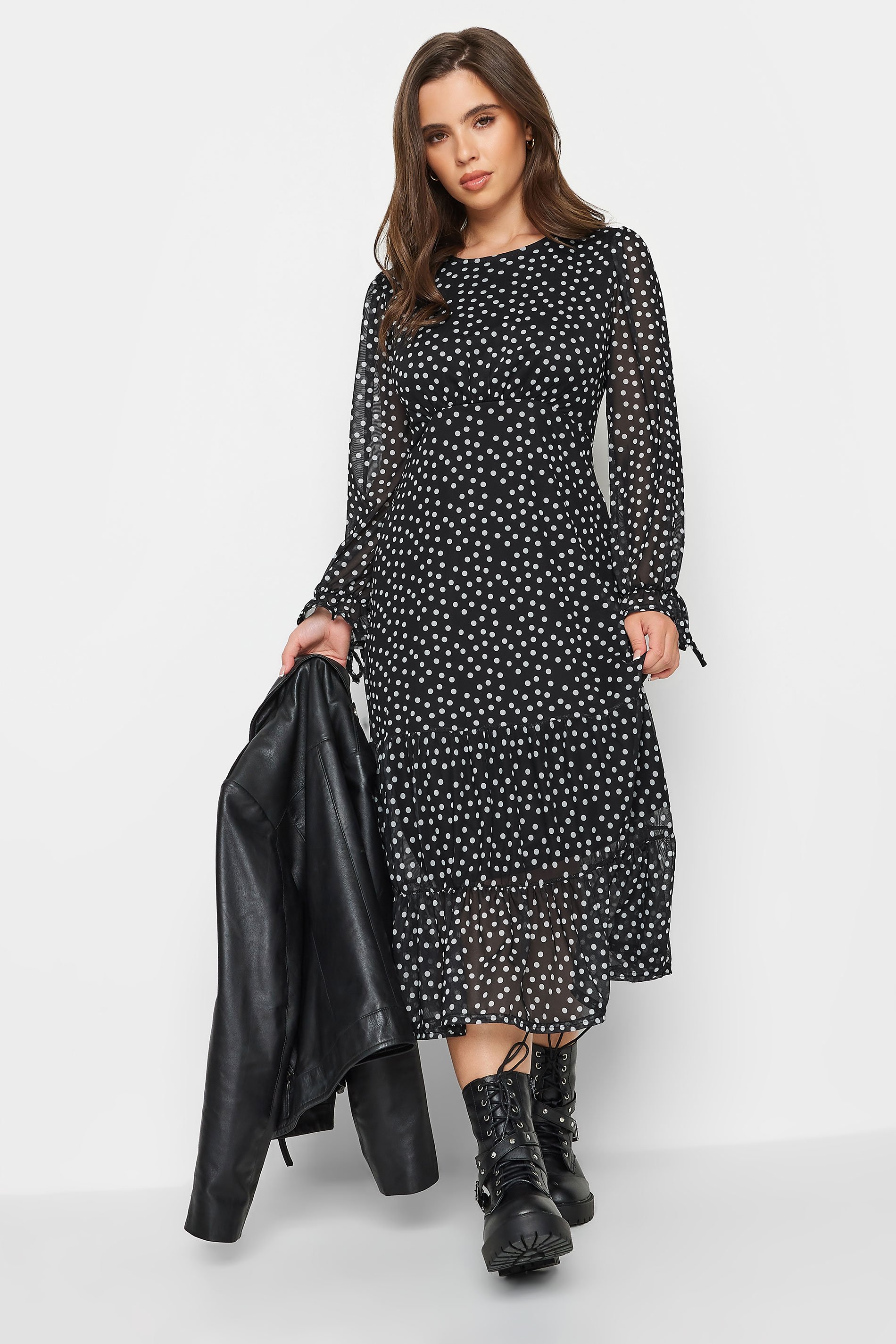 PixieGirl Black Polka Dot Print Mesh Dress | PixieGirl 1