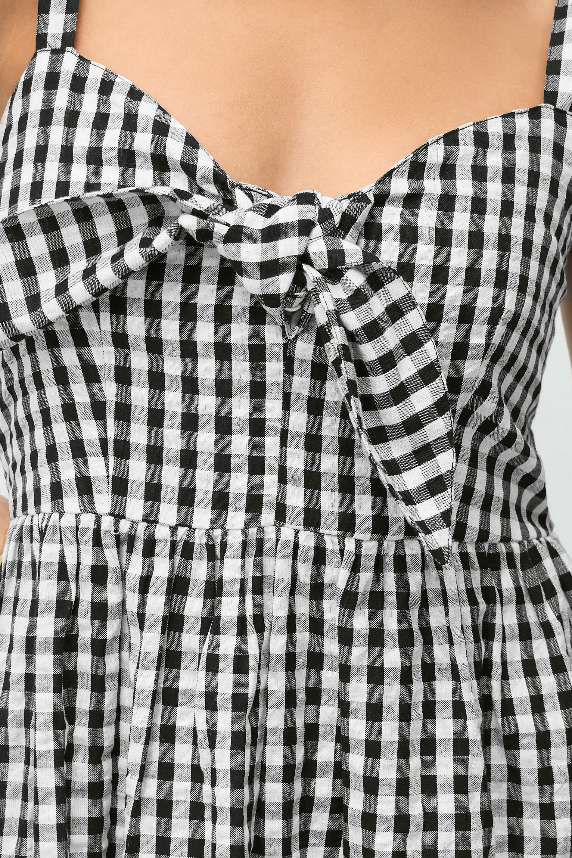 PixieGirl Petite Women's Black Gingham Tie Front Midaxi Dress | PixieGirl 4