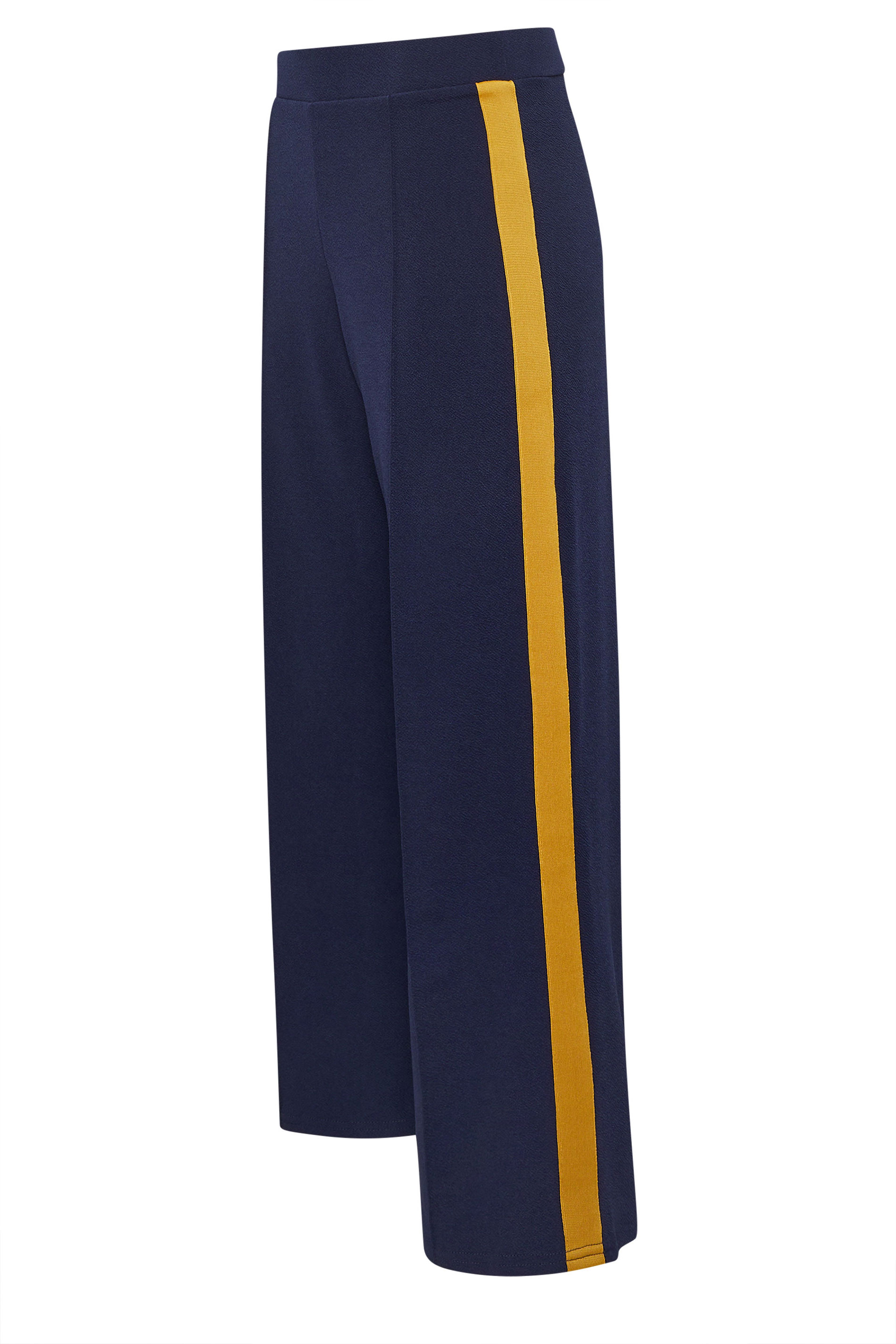 PixieGirl Petite Women's Navy Blue & Yellow Side Stripe Trousers | PixieGirl 6