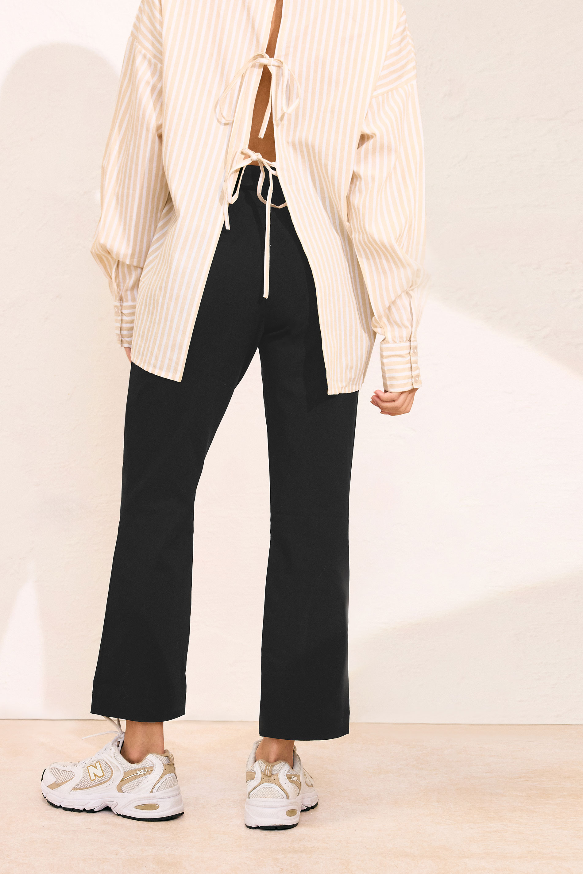 Petite Black Stretch Bengaline Straight Leg Trousers | PixieGirl 4