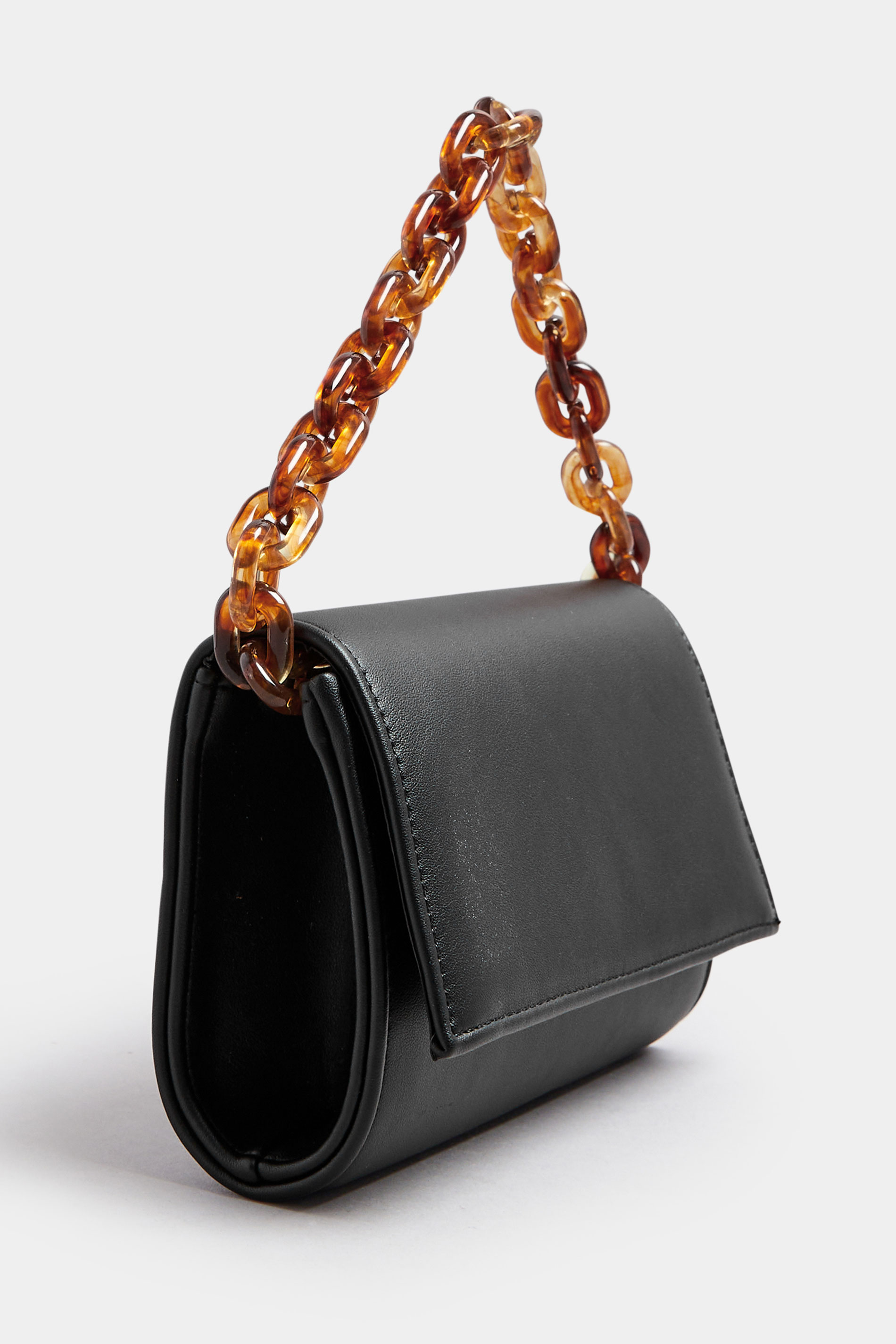 Black Faux Leather Double Chain Bag | Yours Clothing 2