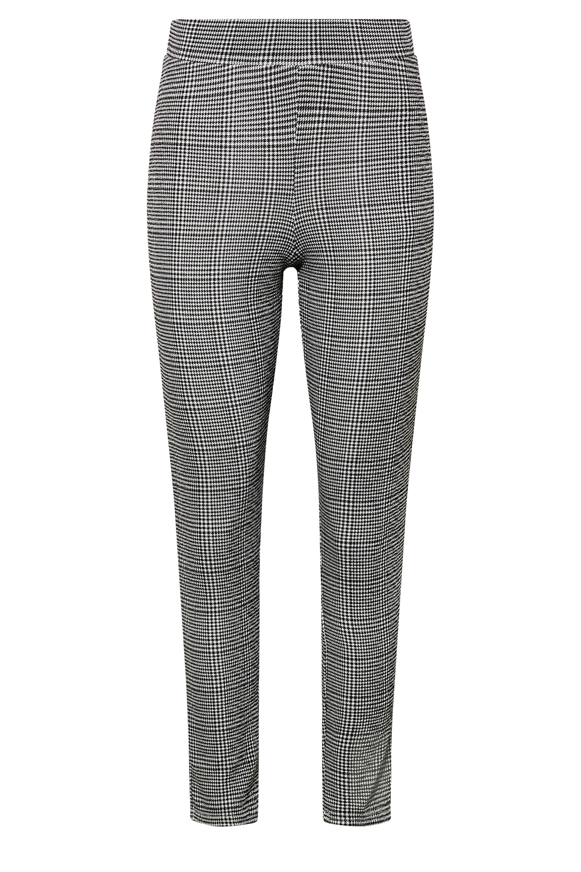 Petite Black Dogtooth Check Slim Leg Stretch Trousers | PixieGirl 5