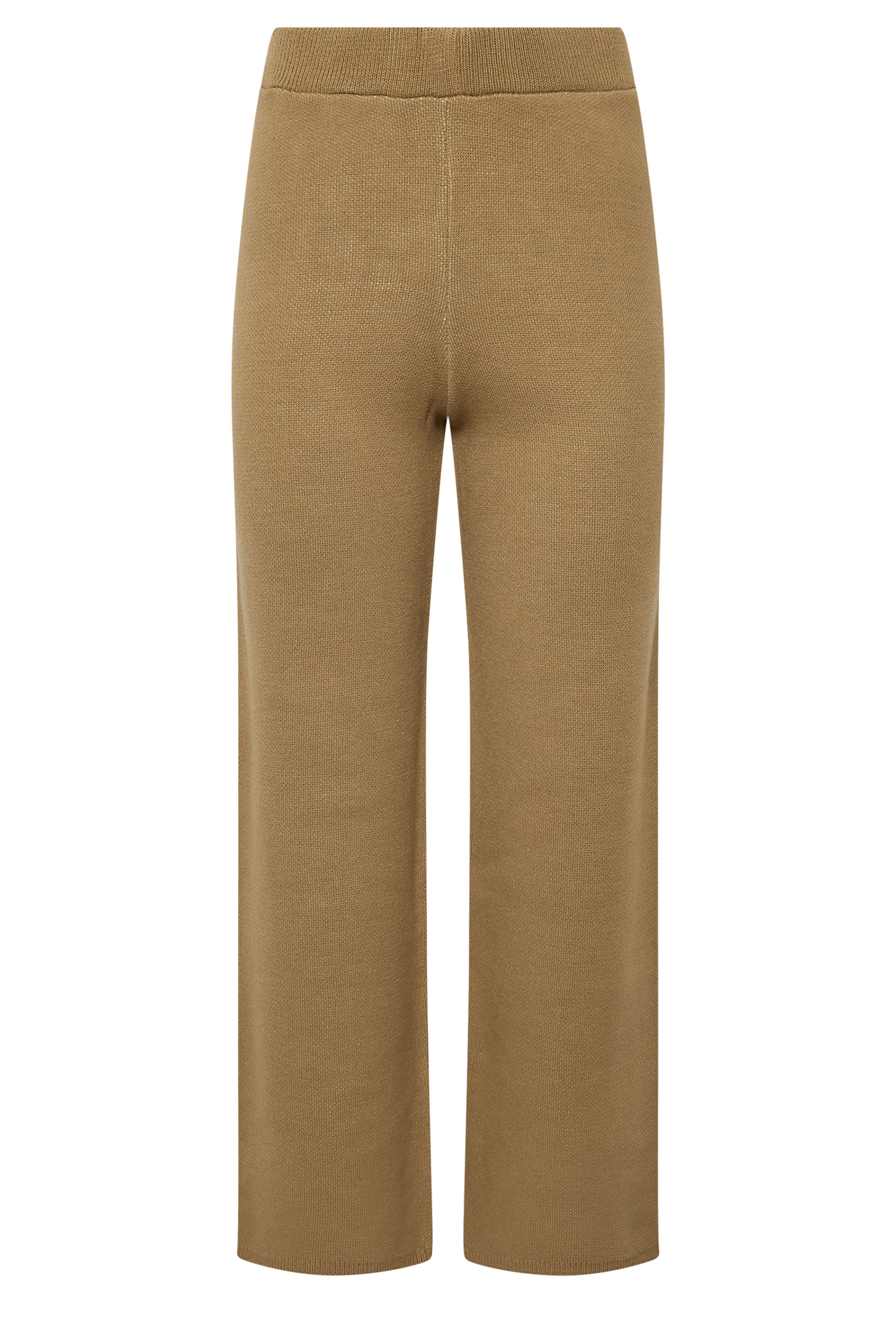 PixieGirl Petite Women's Beige Brown Knitted Wide Leg Trousers | PixieGirl 6