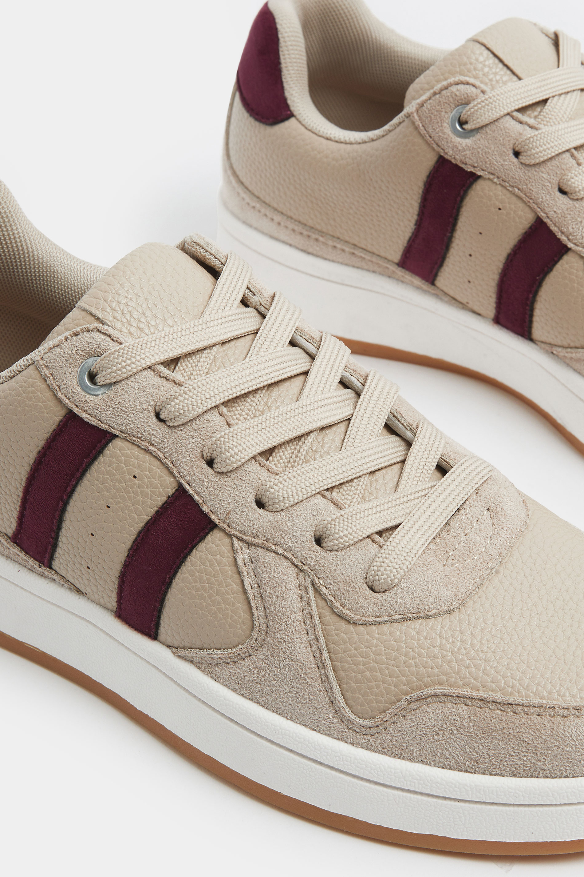Natural Brown Padded Lace Up Trainers In Wide E Fit | YoursClothing 5