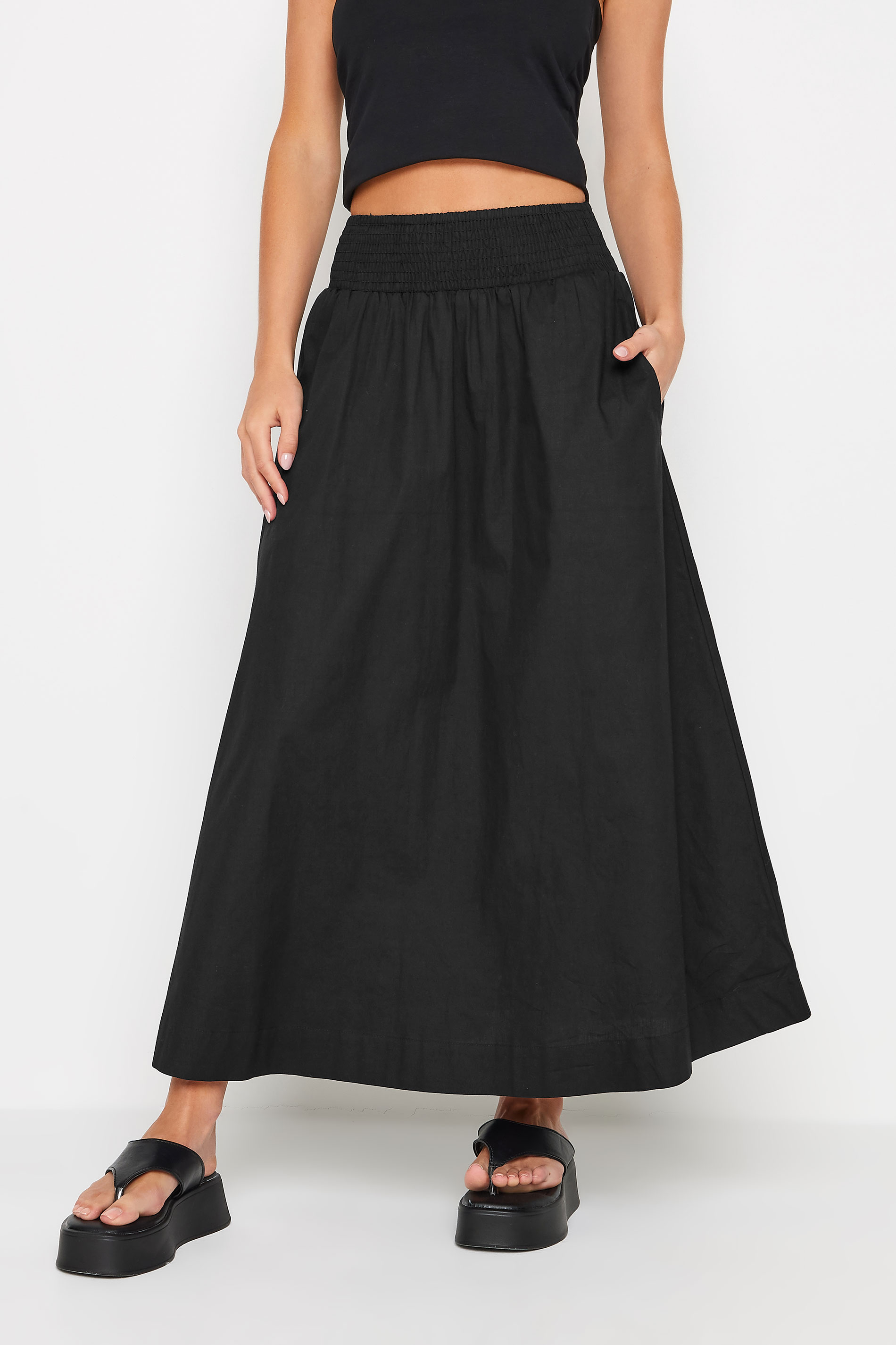 PixieGirl Petite Women's Black Poplin Maxi Skirt | PixieGirl 2
