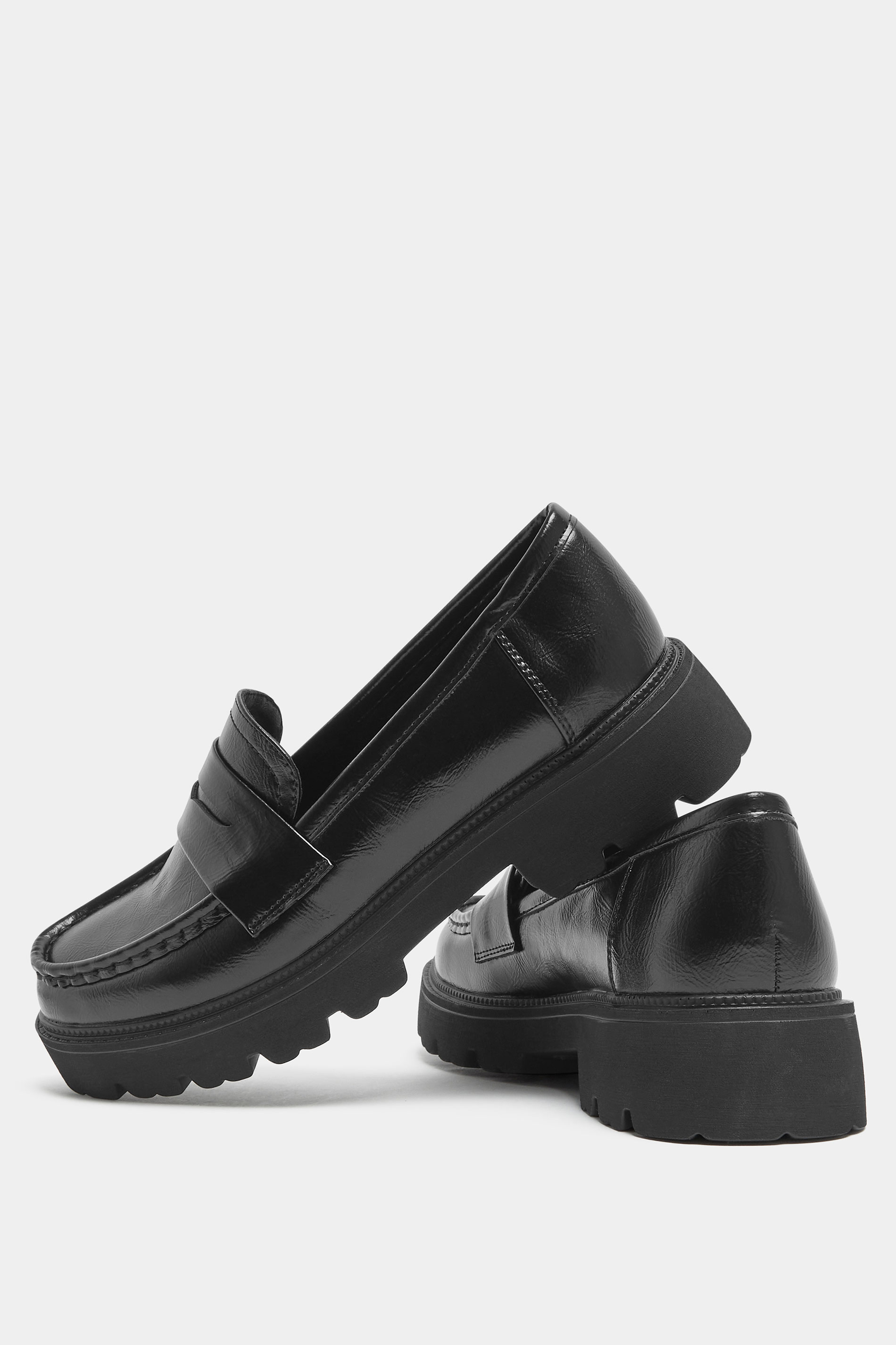 Black Platform Loafers In Wide E Fit | Yours Clothing 5