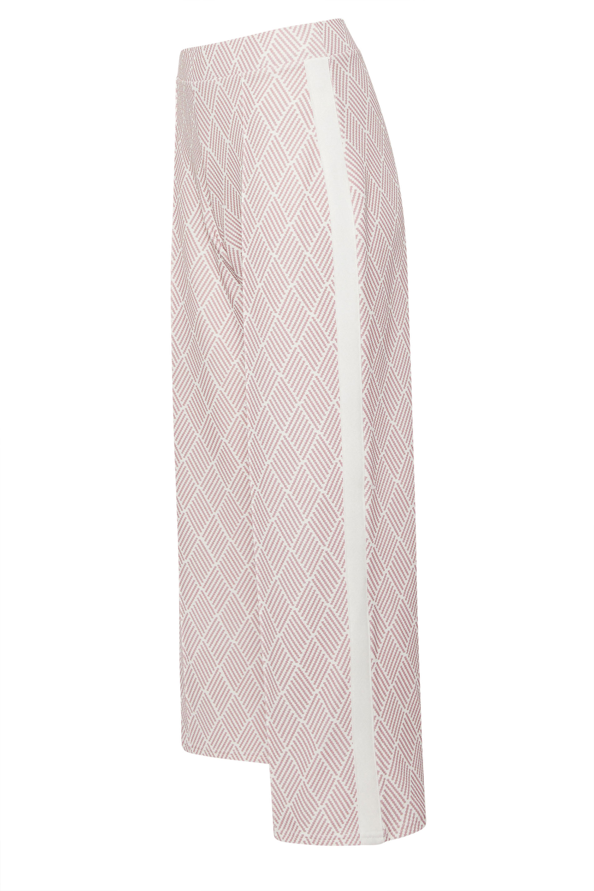 PixieGirl Petite Women's Pink Jacquard Side Stripe Wide Leg Trousers | PixieGirl 7