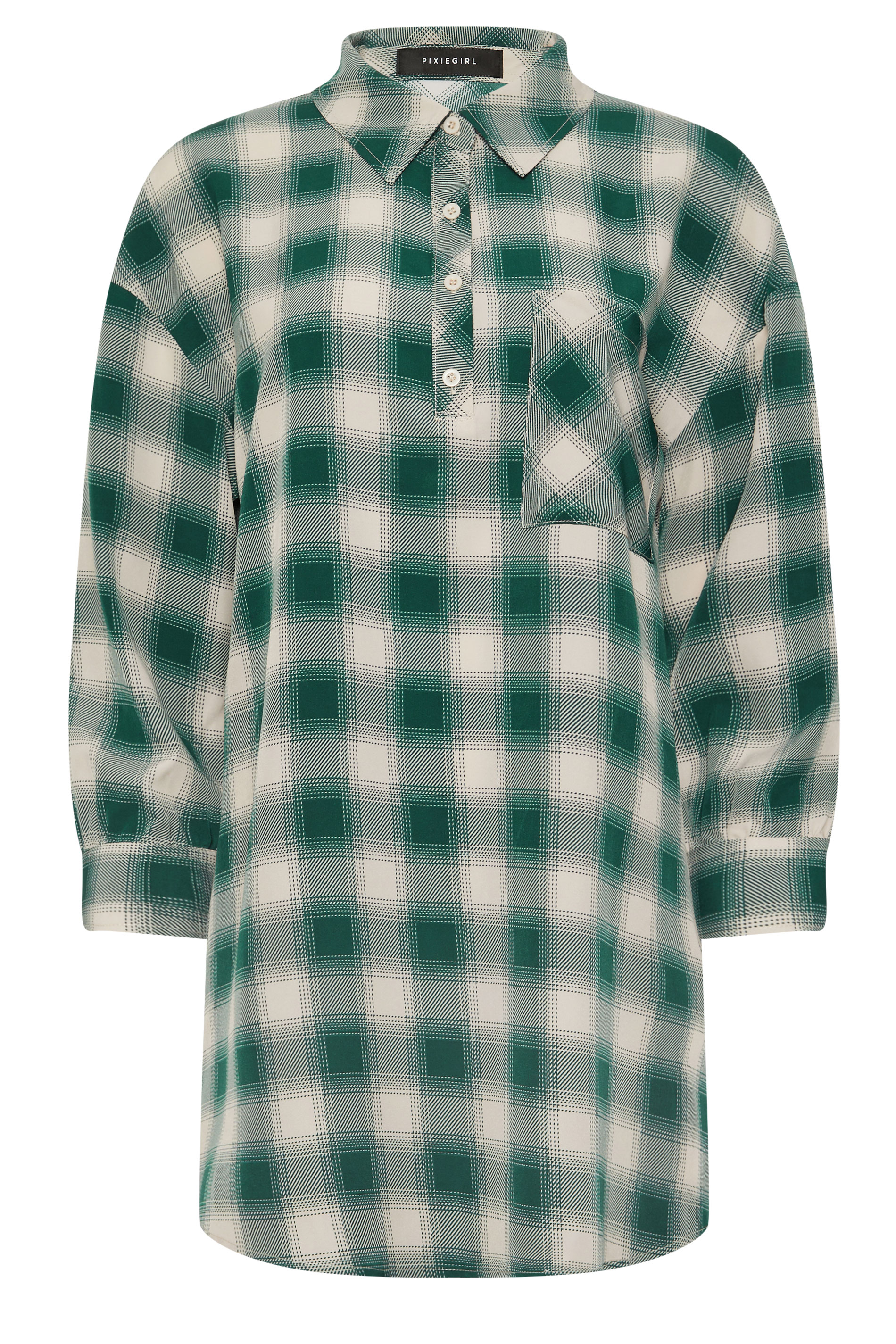 PixieGirl Petite Women's Green Check Print Shirt Dress | PixieGirl 5