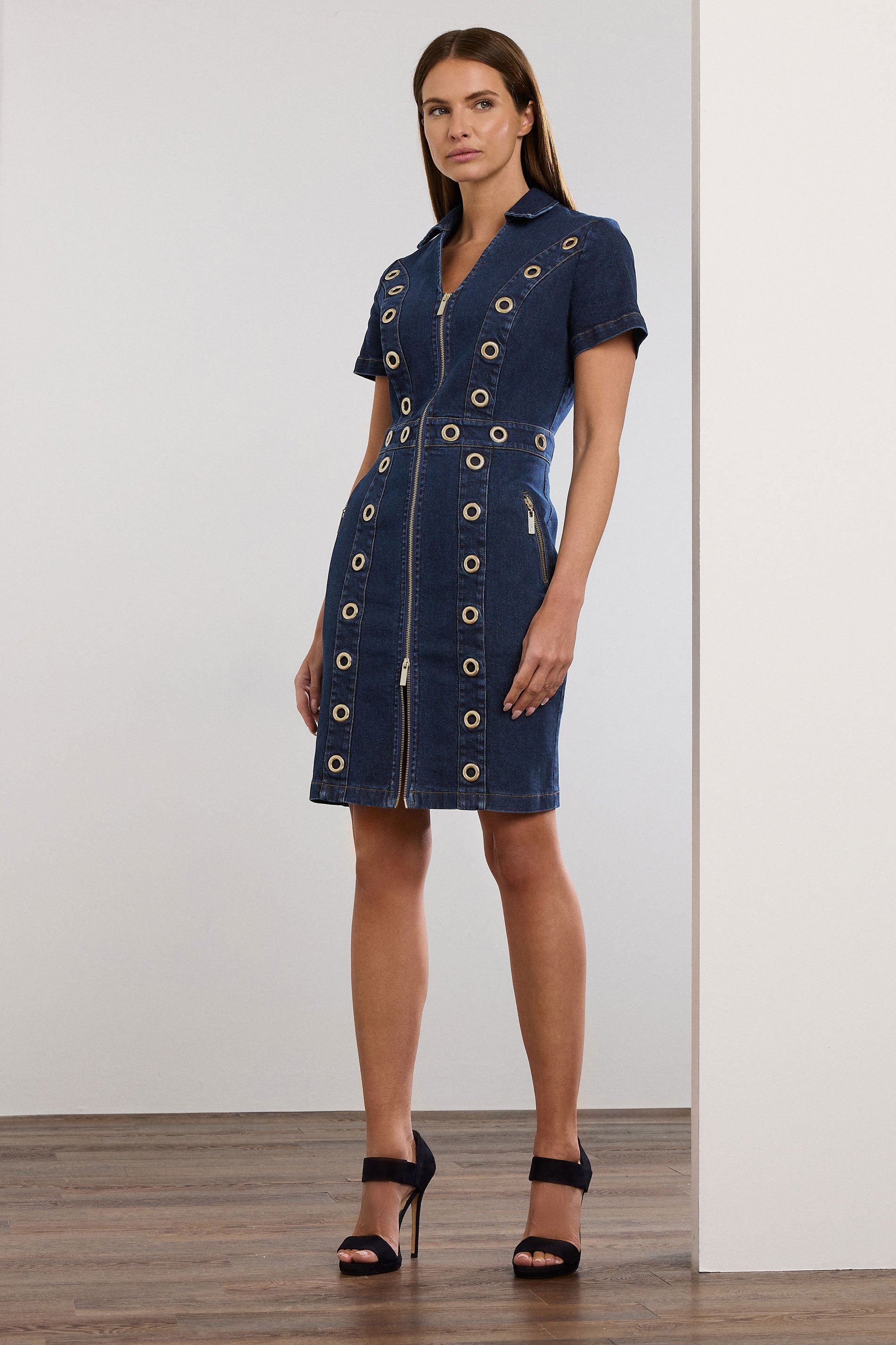 STAR Indigo Blue Denim Eyelet Mini Dress | StarByJM 1
