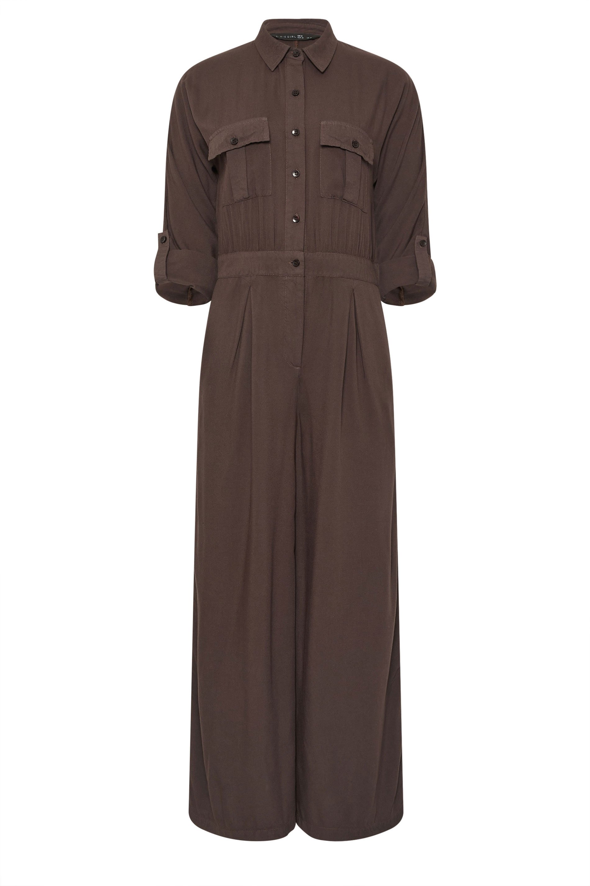 PixieGirl Petite Women's Chocolate Brown Wide Leg Jumpsuit | PixieGirl 6
