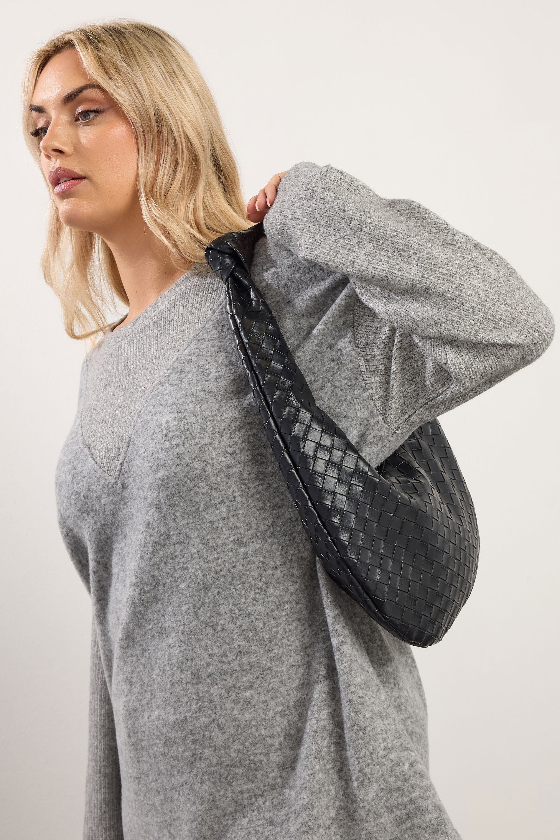 Black Knot Detail Woven Shoulder Bag | Yours Clothing 1