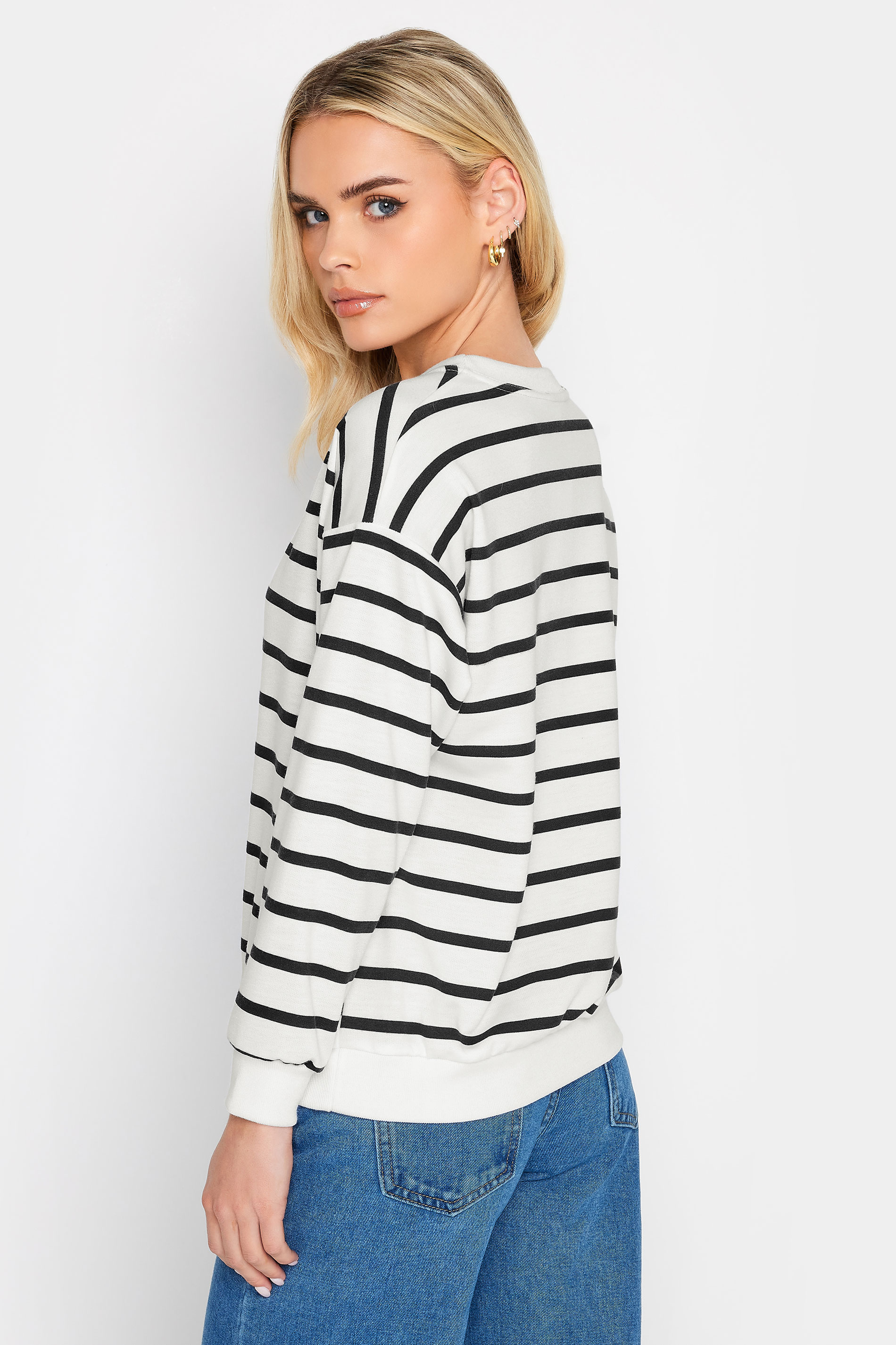 PixieGirl Petite White & Black Stripe Sweatshirt | PixieGirl  3