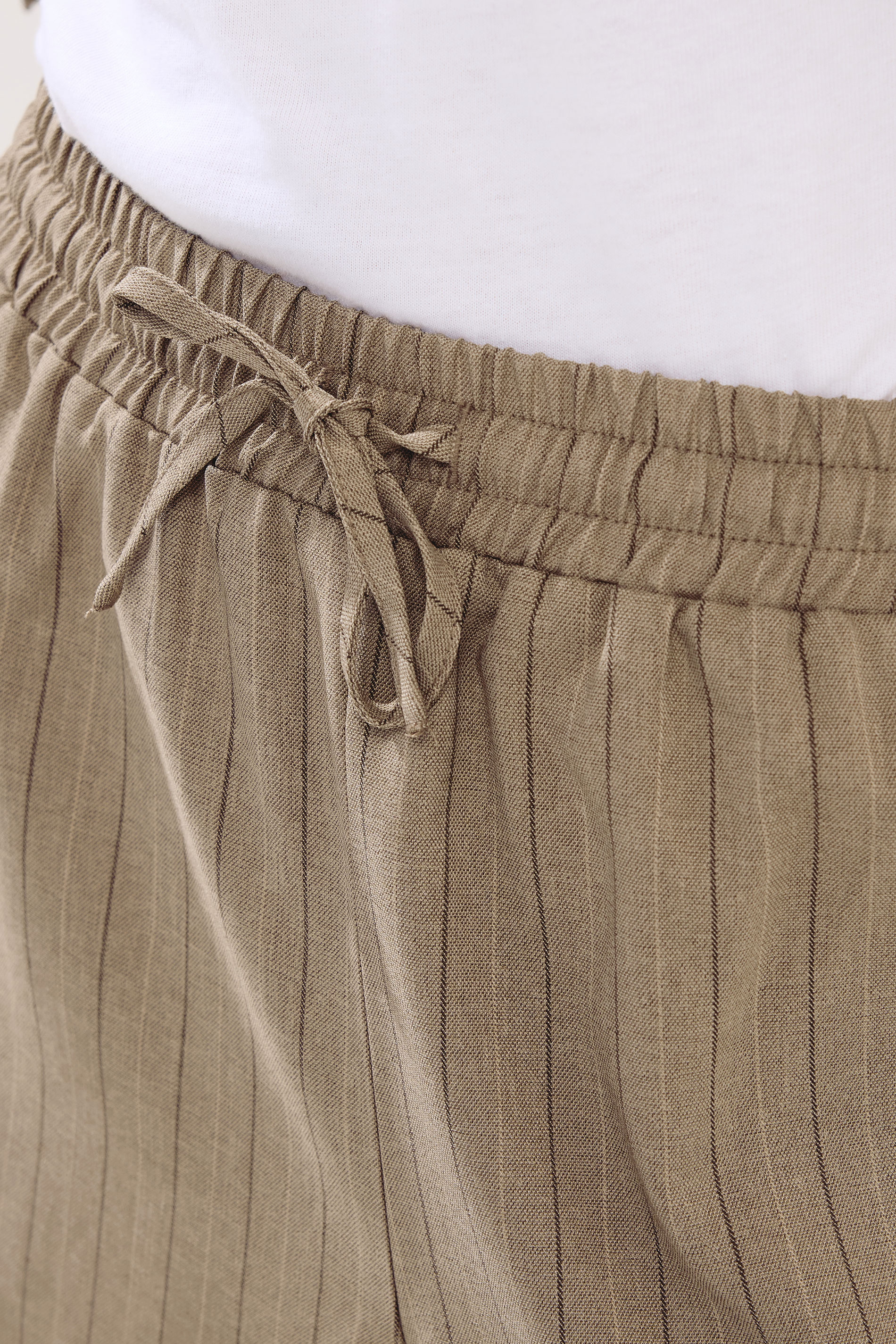 PixieGirl Petite Women's Natural Brown Stripe Pull On Wide Leg Trousers | PixieGirl 4