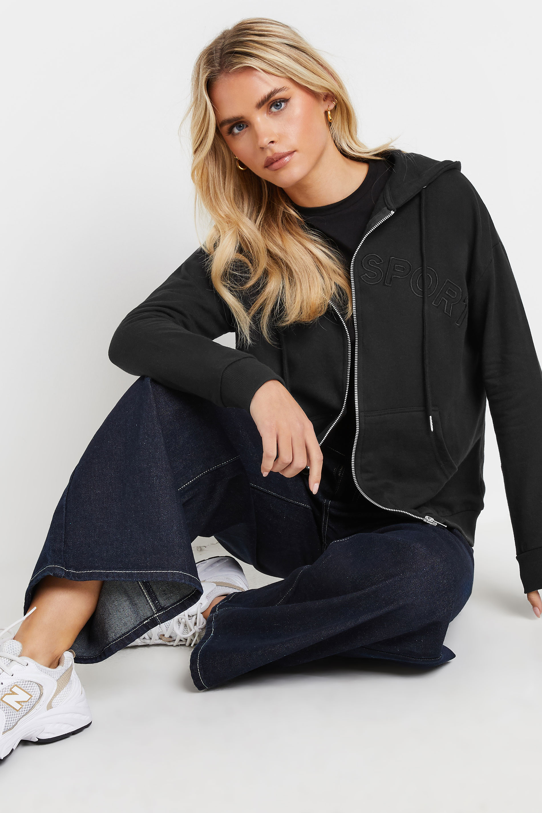 PixieGirl Petite Women's Black Slogan Zip Up Hoodie | PixieGirl 3