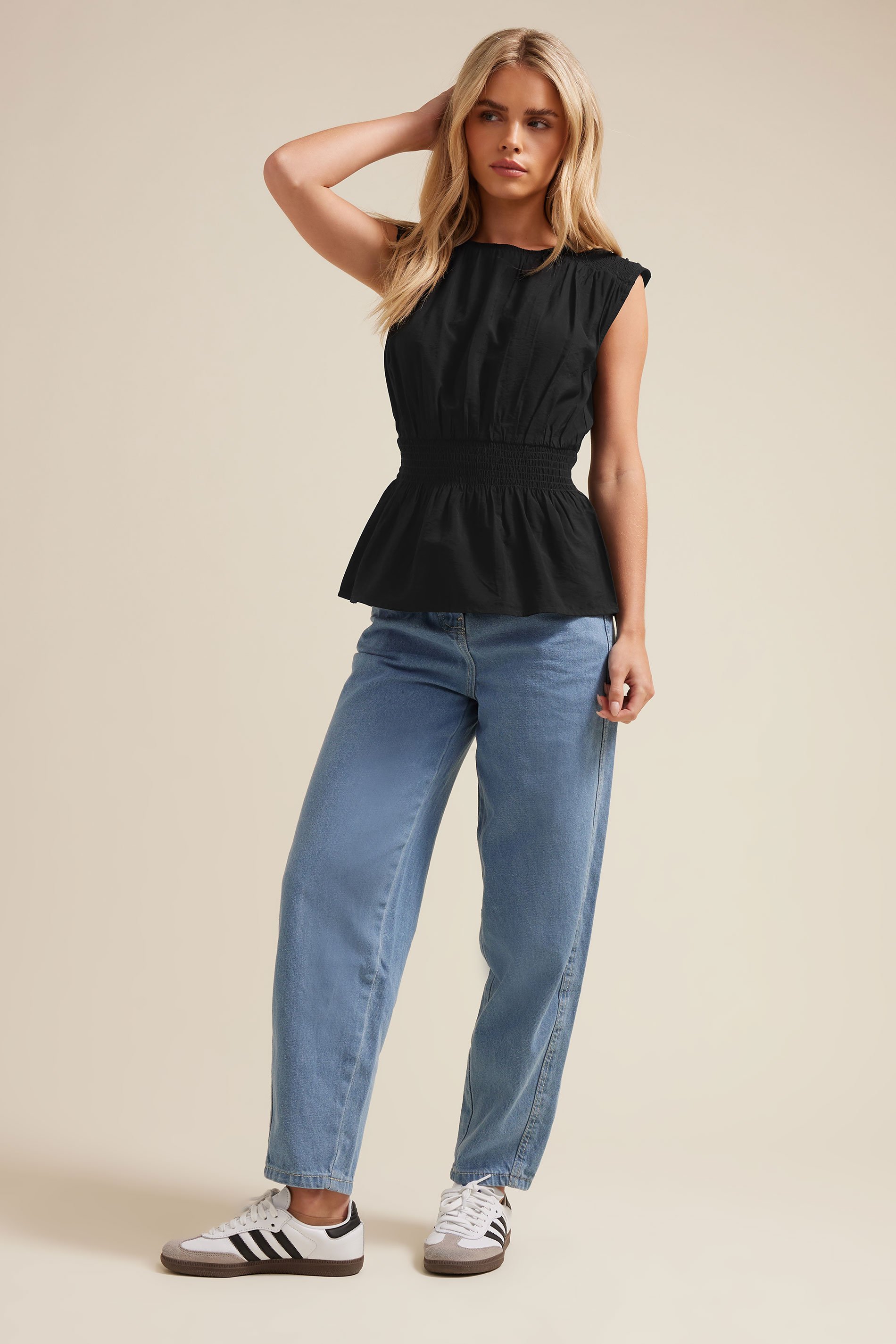 PixieGirl Petite Women's Light Blue Non-Stretch Barrel Leg Jeans | PixieGirl 1