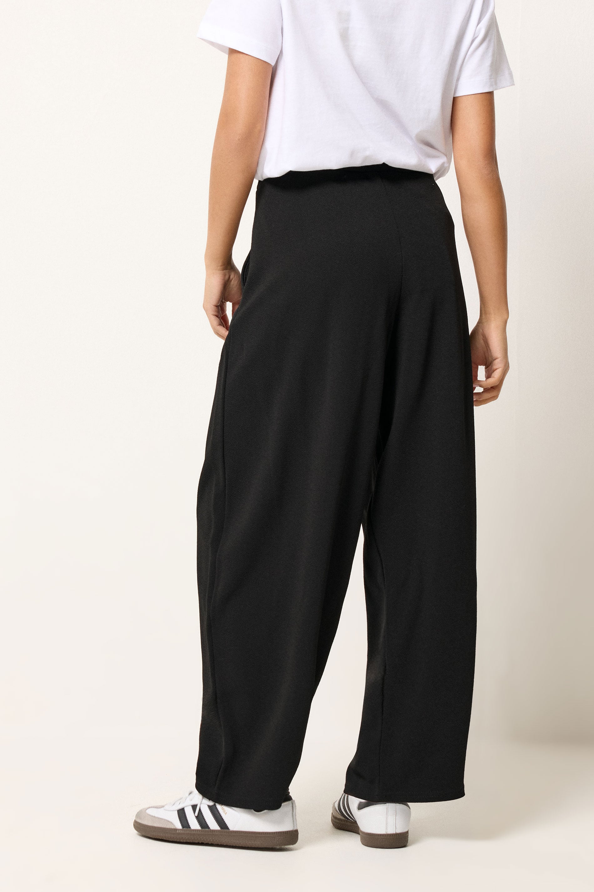 PixieGirl Petite Women's Black Scuba Barrel Trousers | PixieGirl 2
