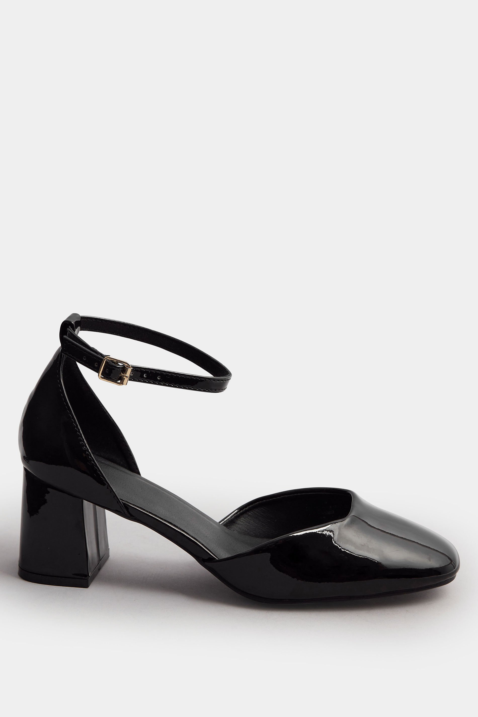 Black Patent Block Mary Jane Heels In Extra Wide EEE Fit | Yours Clothing 3
