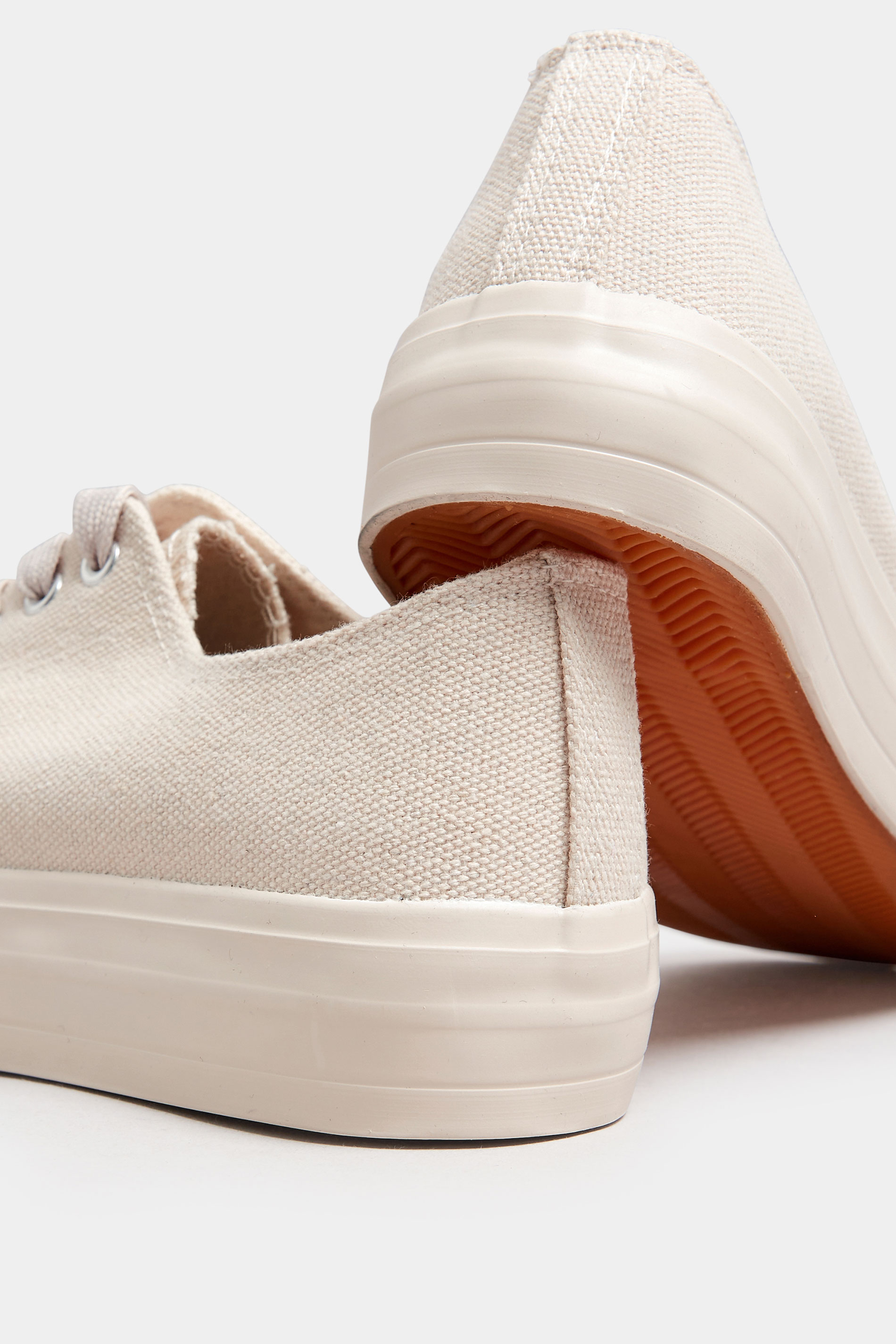 Natural Brown Canvas Trainers In Extra Wide EEE Fit | Yours Clothing 5