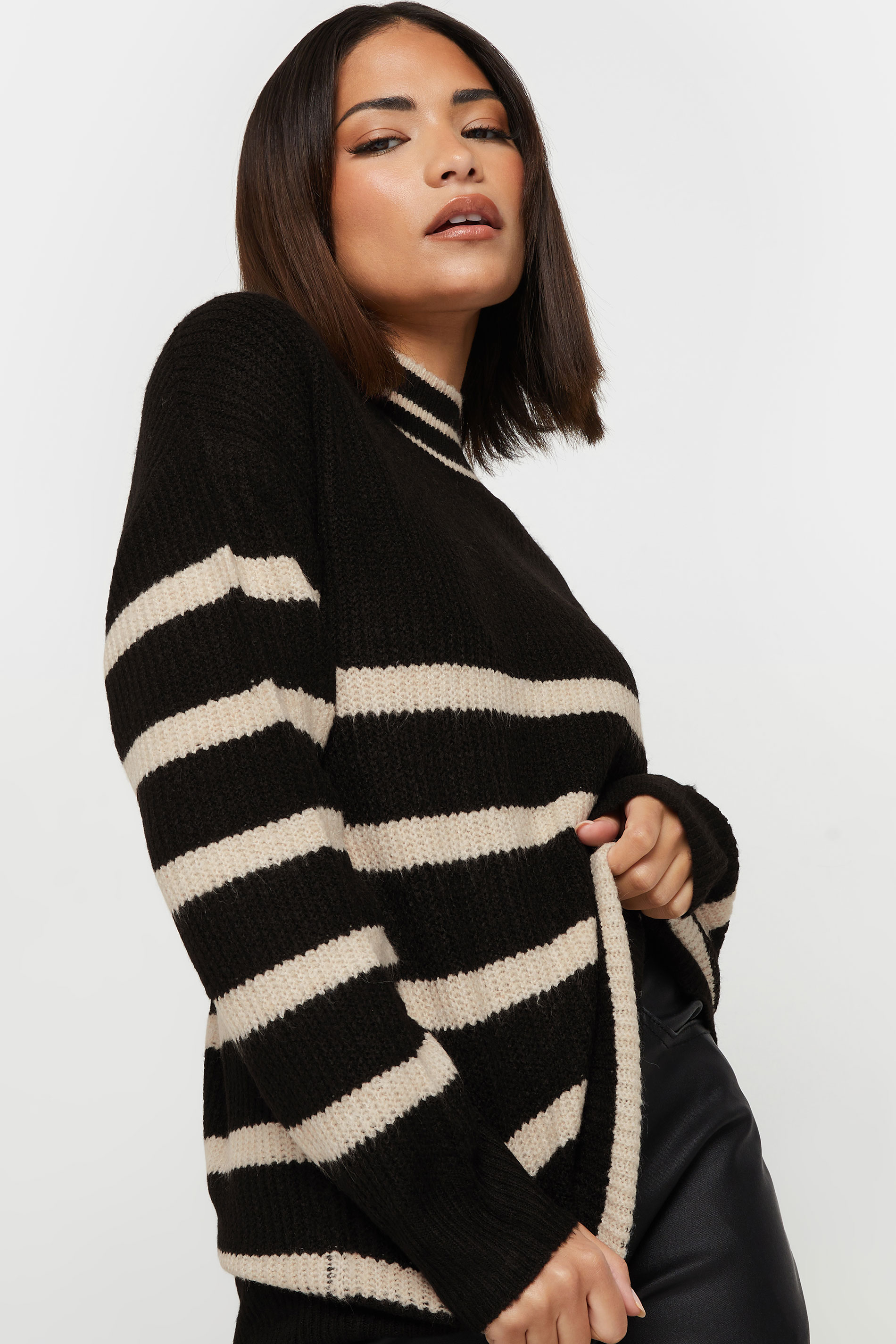 Perfect Stranger Noir Stripe Crew Neck Jumper Pink Stripe