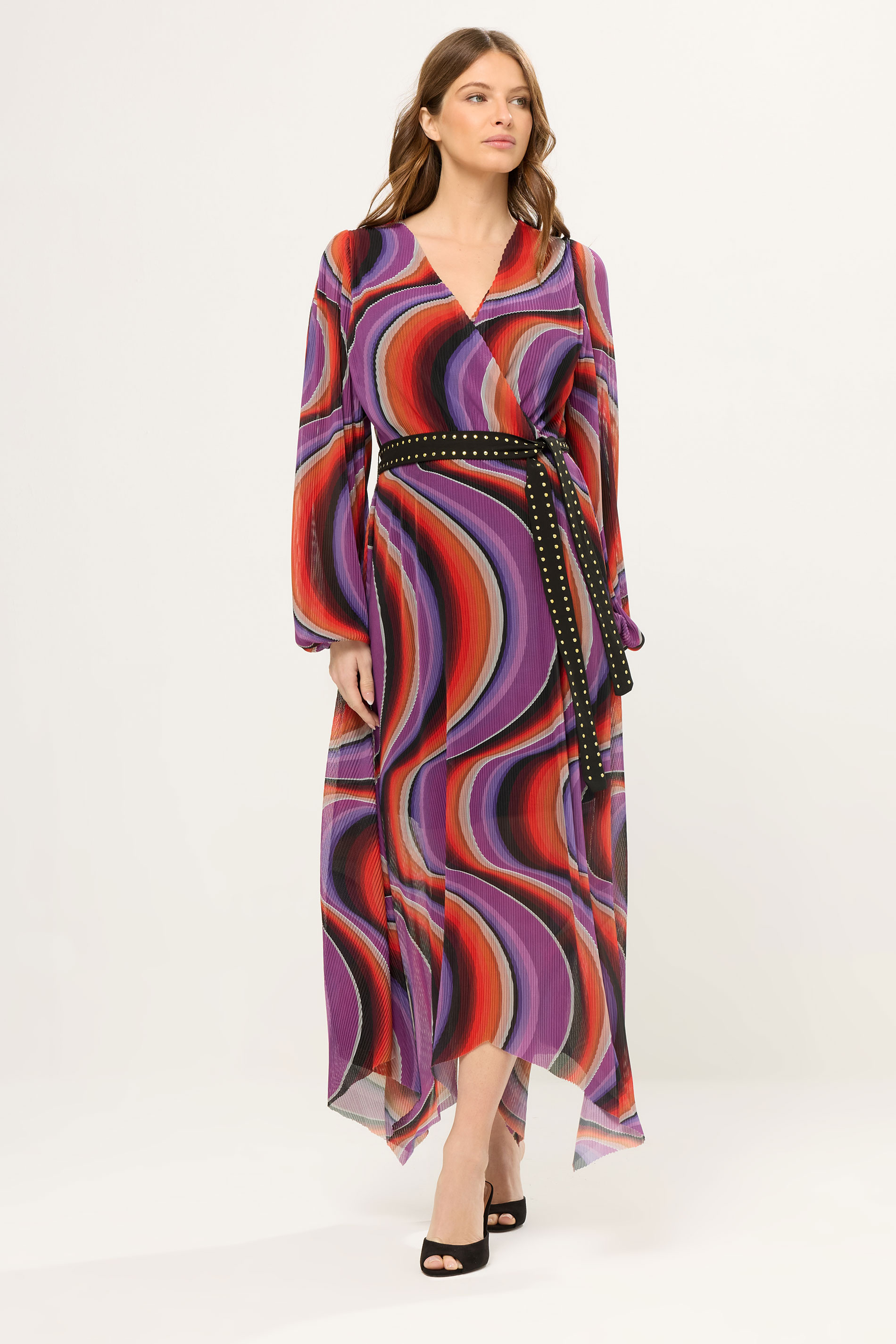 STAR Purple Abstract Mesh Pleated Maxi Dress | StarByJM 2
