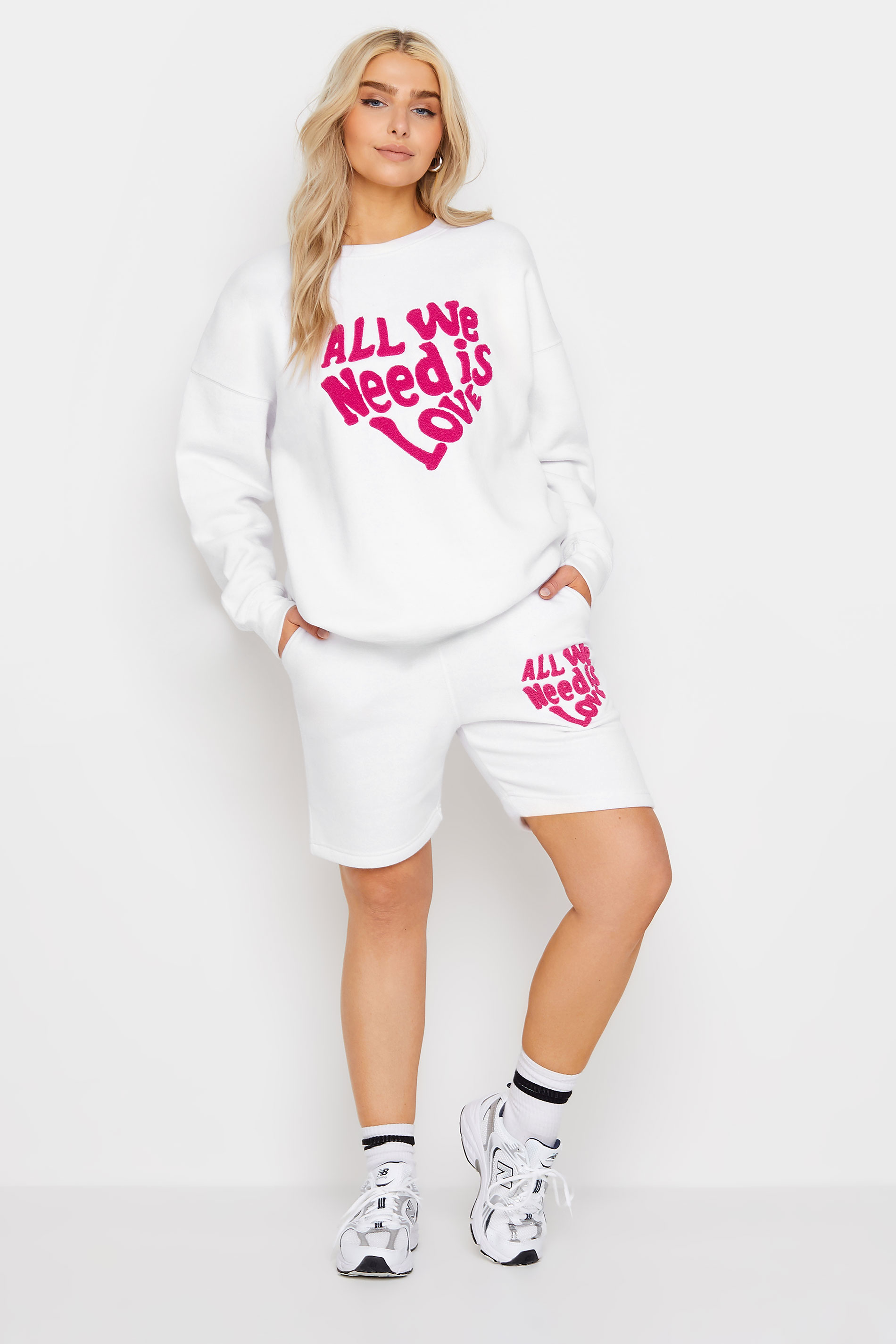 White 'All We Need Is Love' Slogan Oversized Sweatshirt | PixieGirl 2