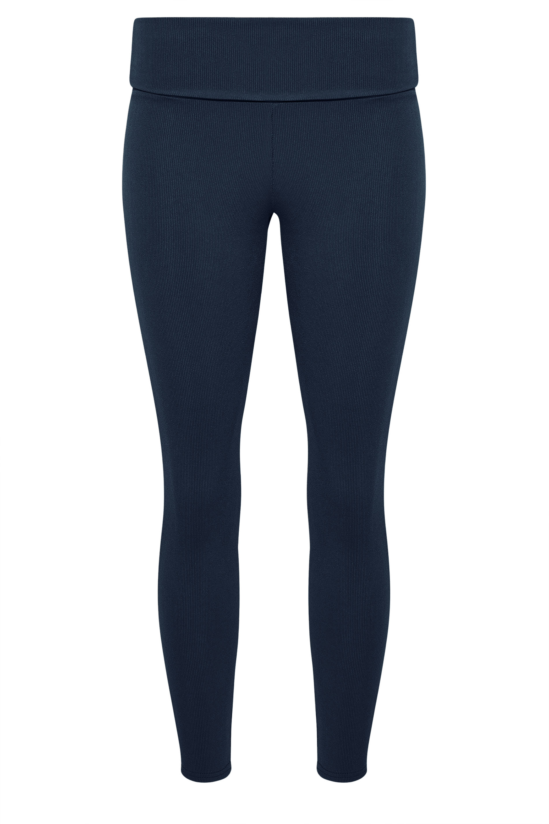 Petite Navy Blue Fold Over Waistband Leggings | PixieGirl 5