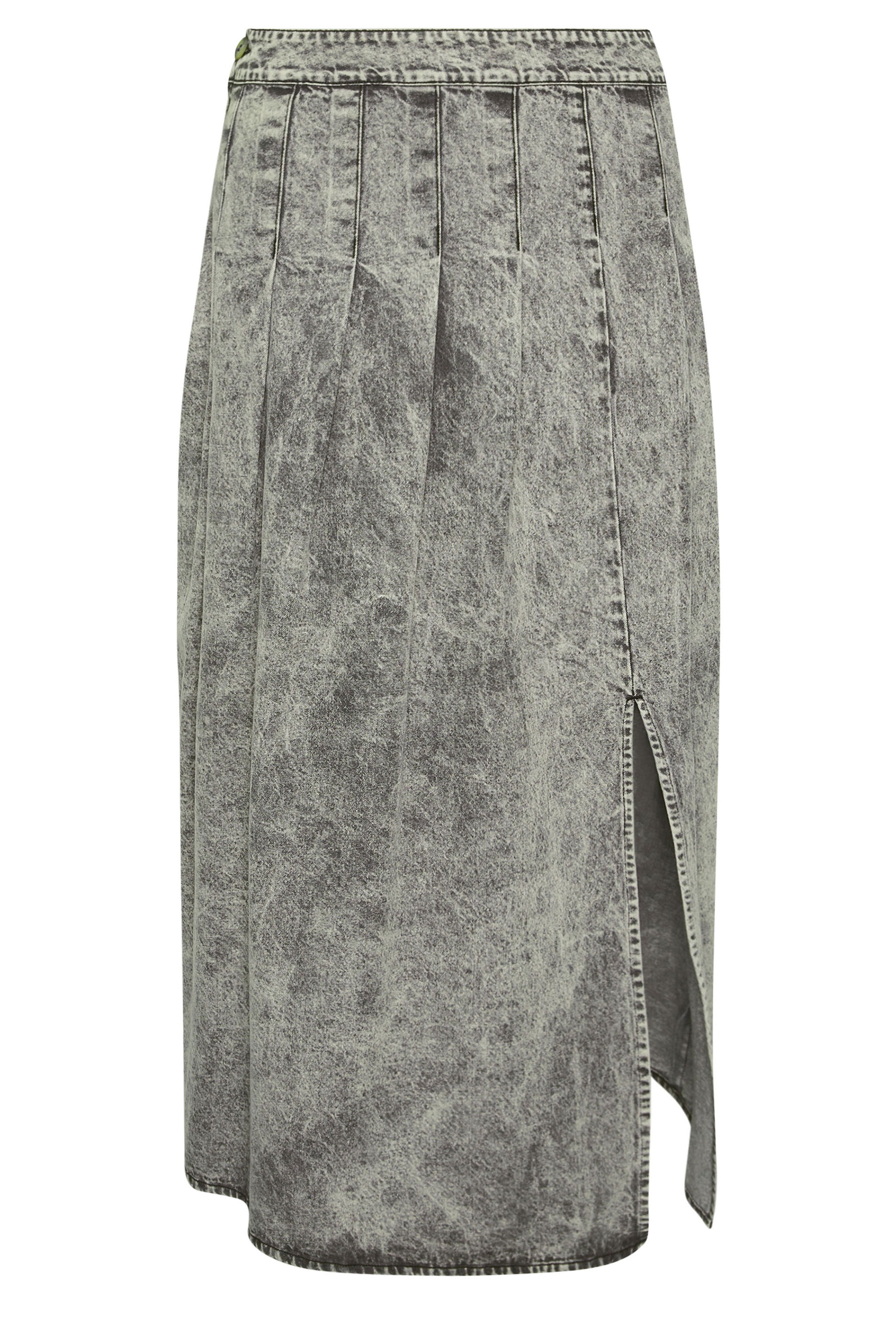 PixieGirl Petite Women's Grey Acid Wash Pleated Midi Skirt | PixieGirl 6