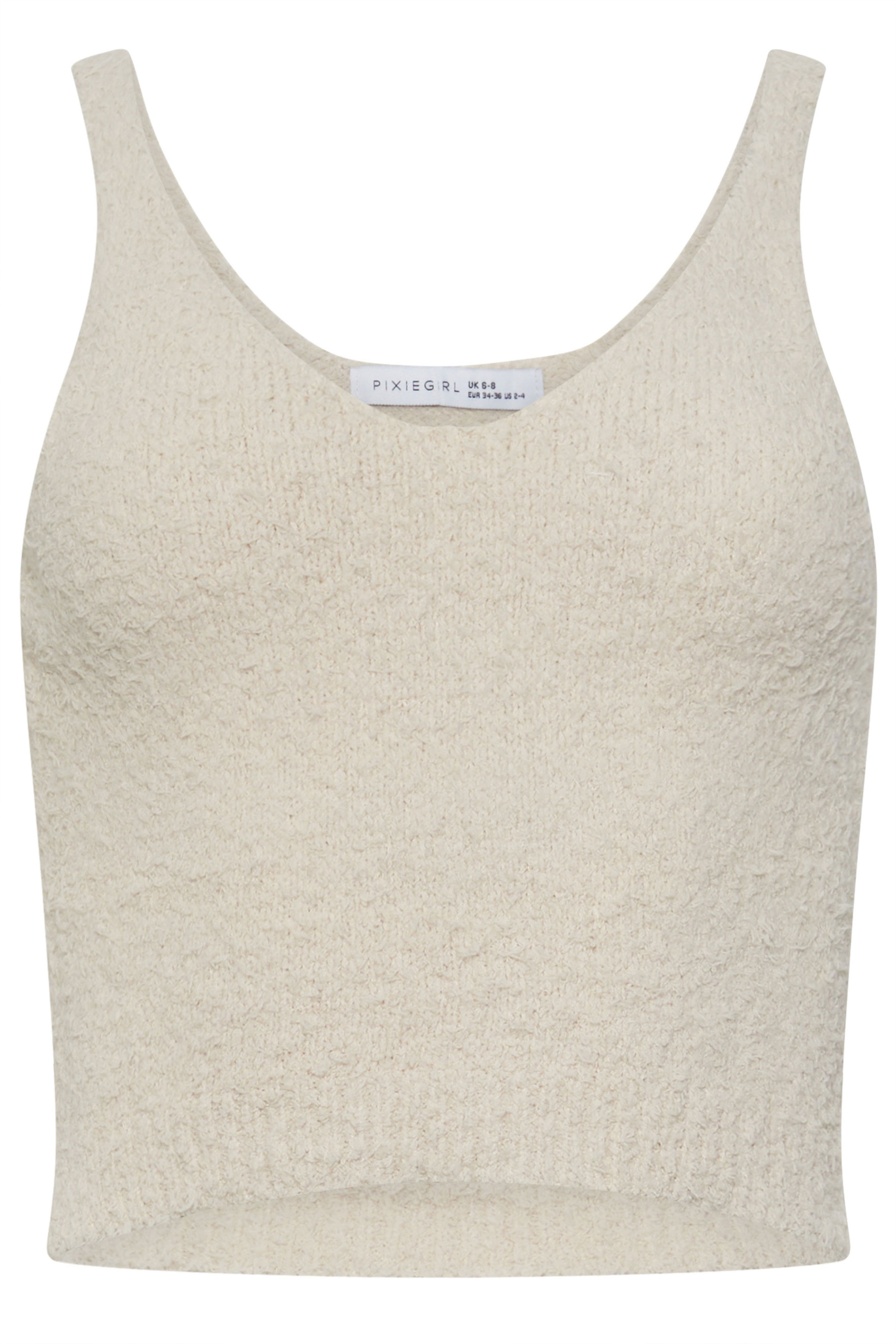 PixieGirl Petite Women's Cream Fluffy Fleece Crop Top | PixieGirl 7