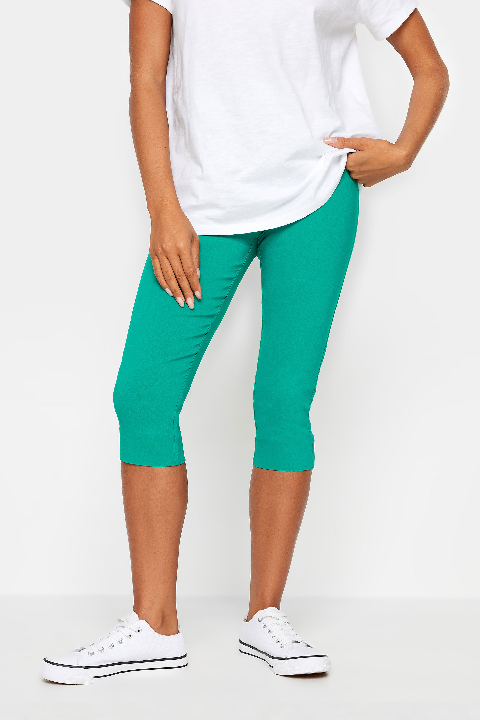 M&Co Petite Green Cropped Bengaline Trousers | M&Co 3