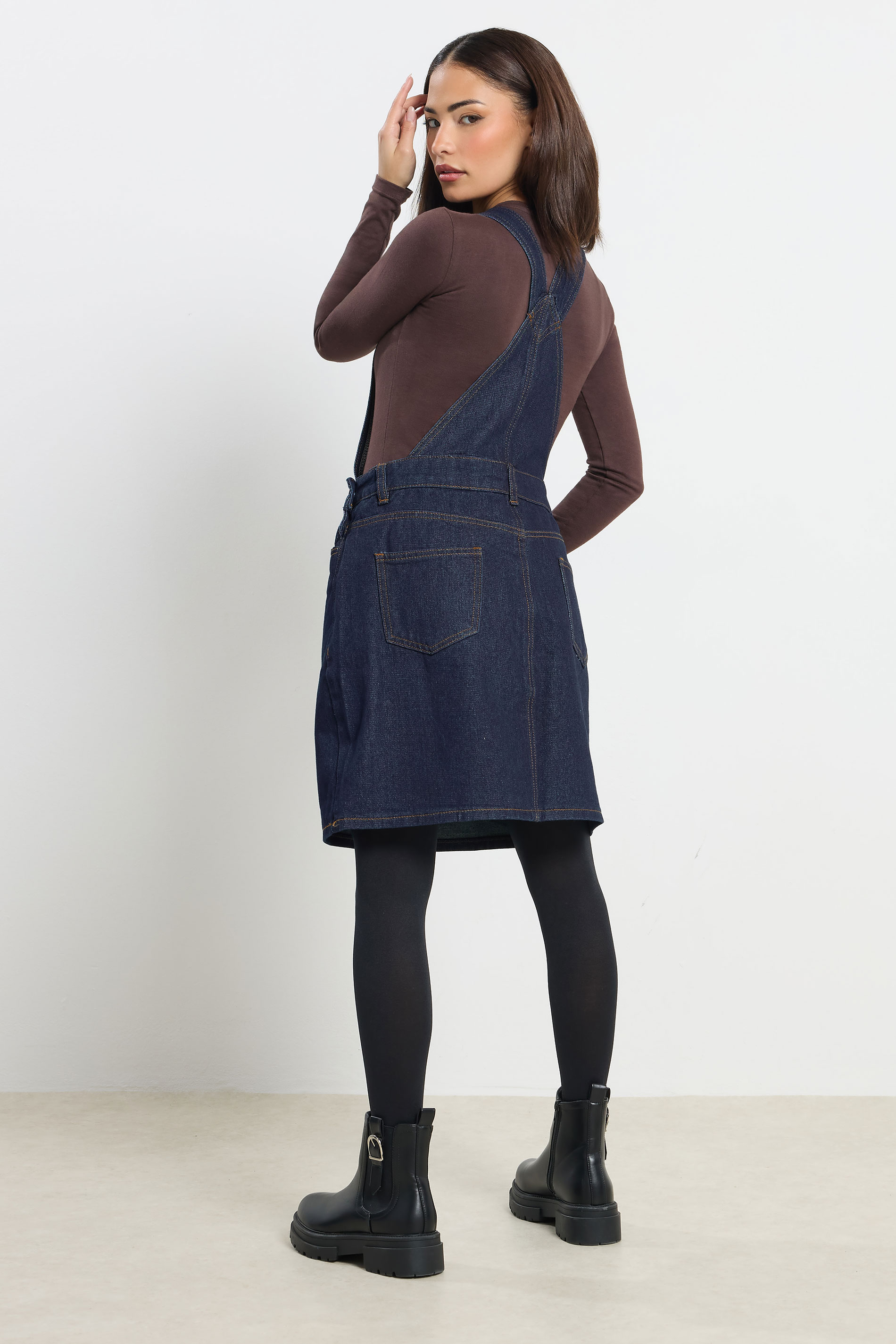 PixieGirl Petite Women's Indigo Blue Denim Pinafore Dress | PixieGirl 3