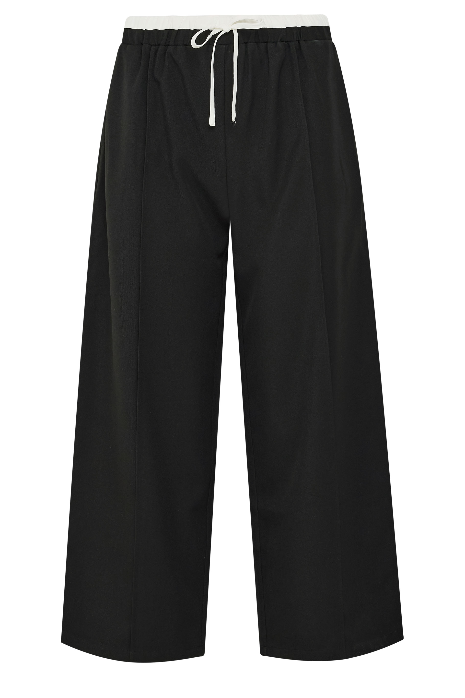 PixieGirl Petite Women's Black Contrast Pintuck Wide Leg Trousers | PixieGirl 5