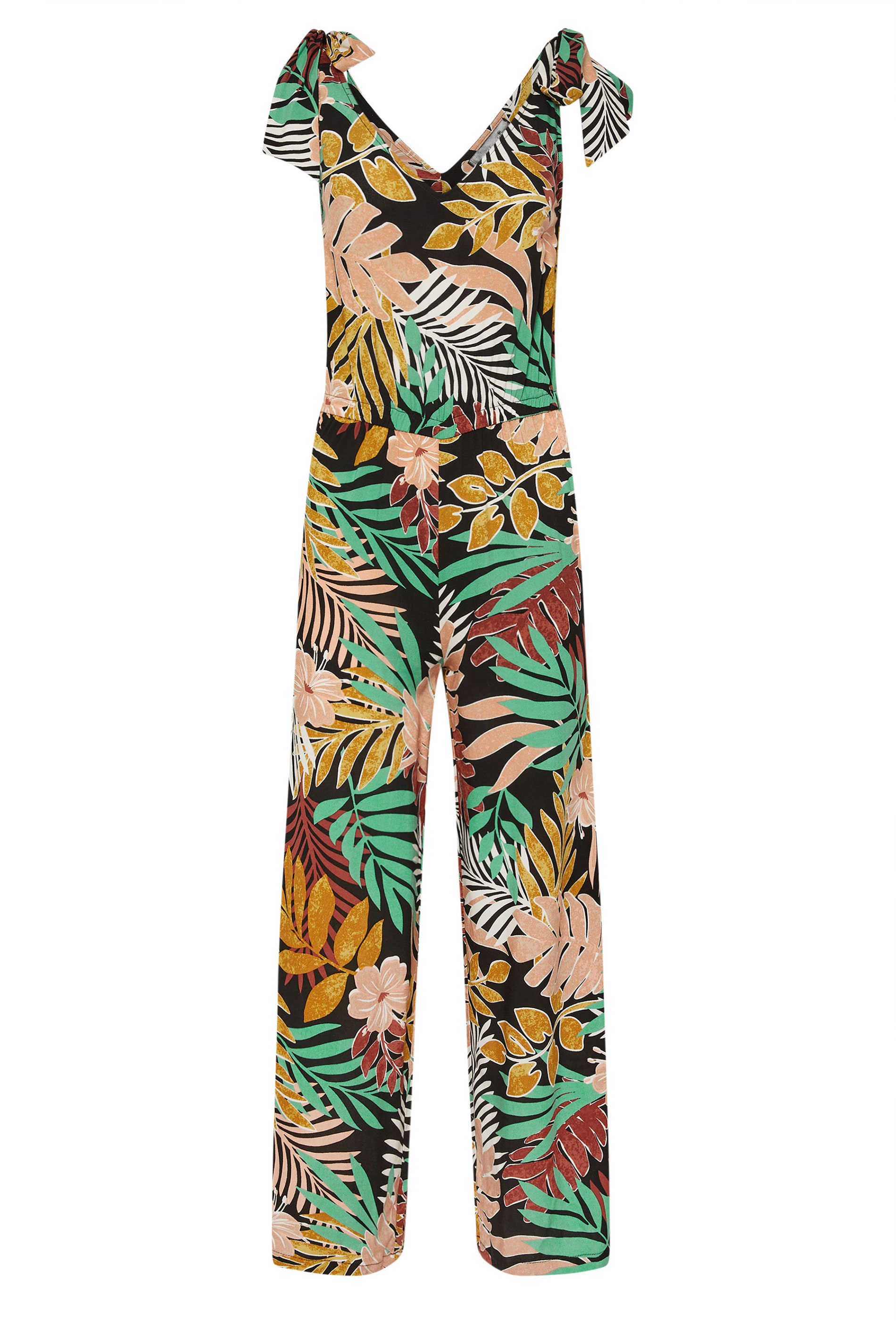 PixieGirl Petite Women's Black Tropical Print Wide Leg Jumpsuit | PixieGirl 5