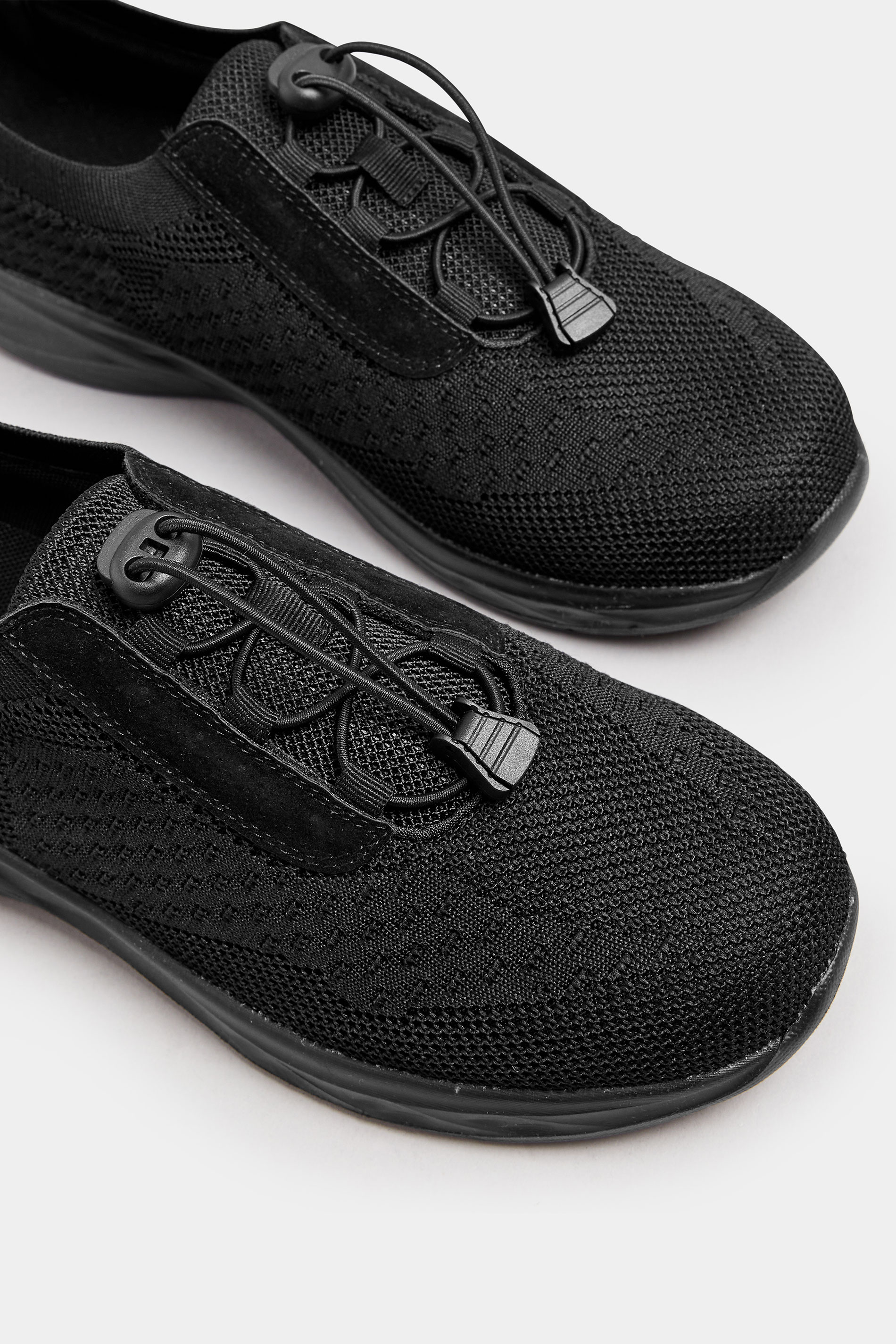 Black Woven Drawcord Trainers In Extra Wide EEE Fit | Yours Clothing 5