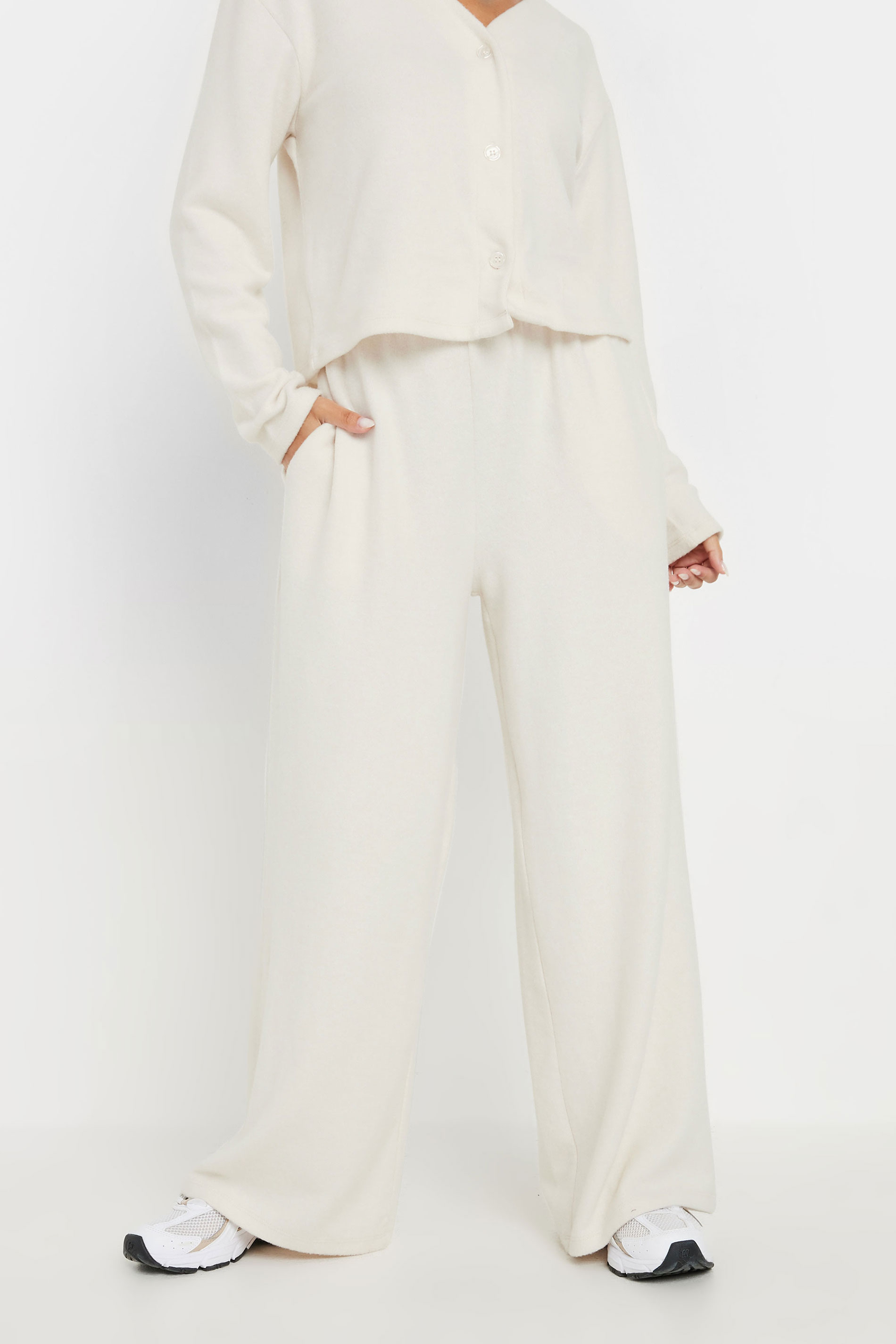 PixieGirl Petite Women's Ivory White Wide Leg Trousers | PixieGirl 3