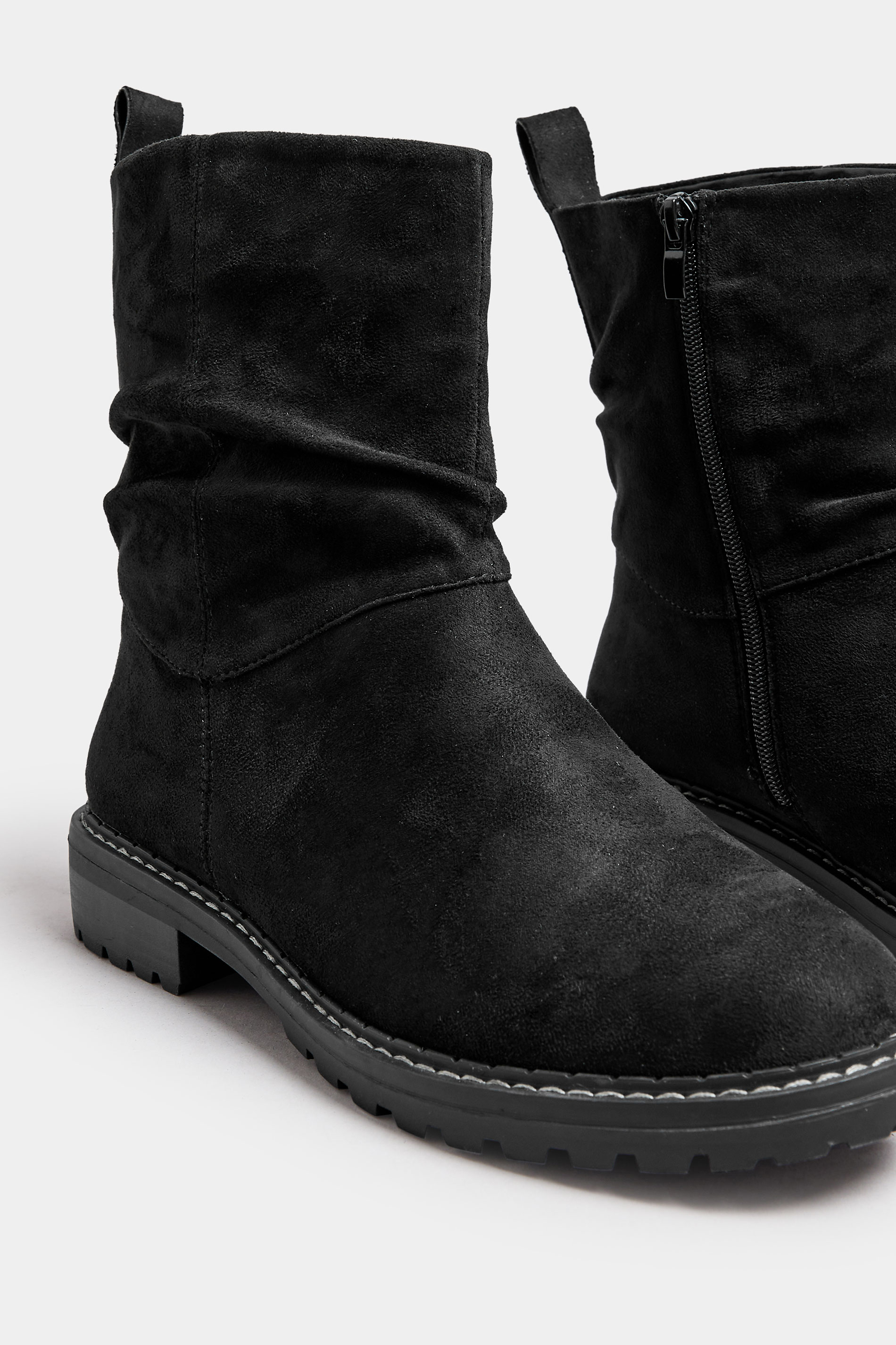 Black Faux Suede Slouch Boots In Extra Wide EEE Fit | Yours Clothing  5