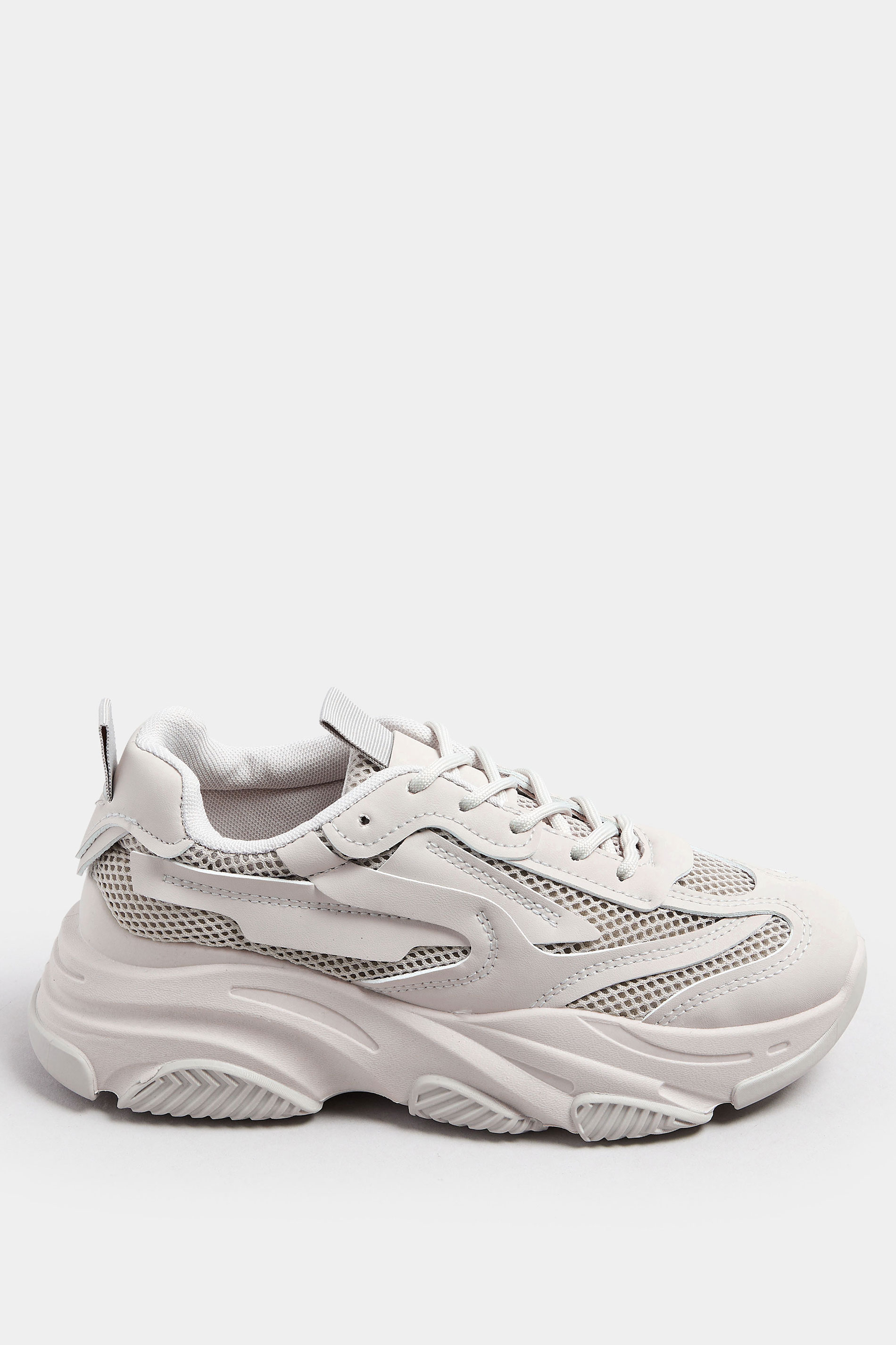 Light Grey Chunky Lace Up Trainers In Standard Fit | Yours Clothing 3